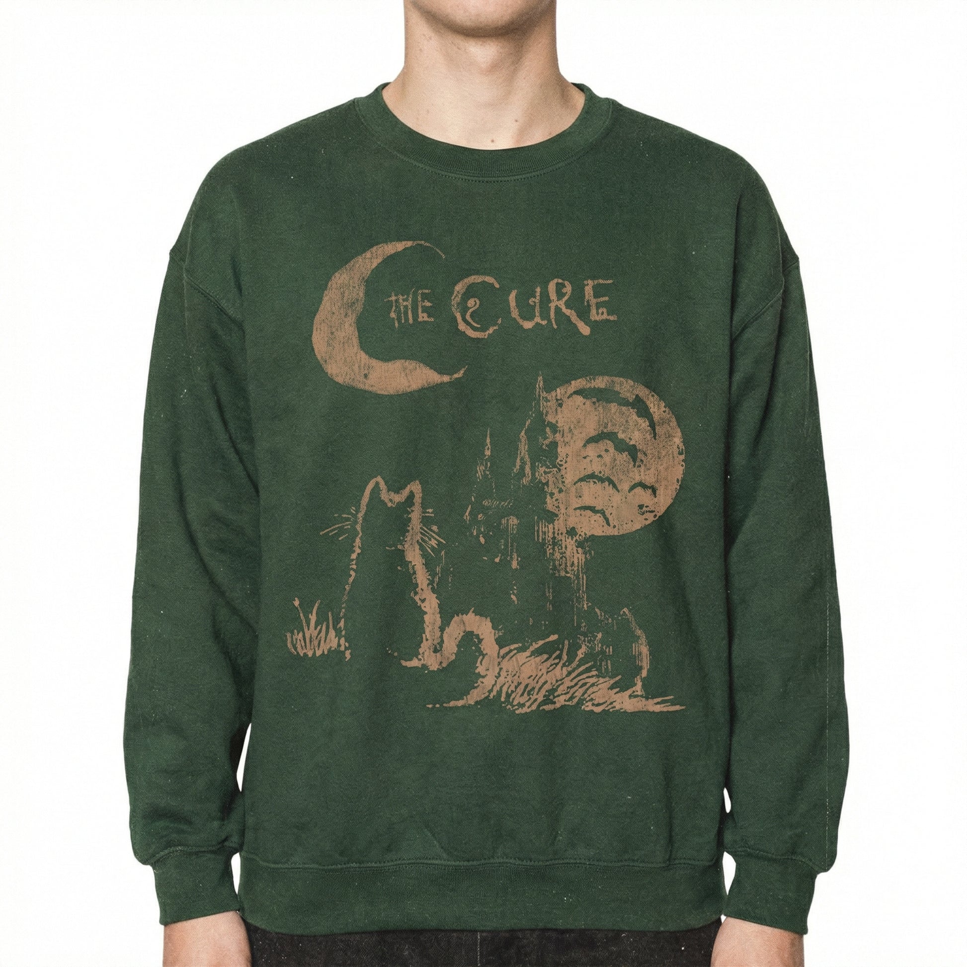 Vintage Cure 90s Alternative Rock Cat Graphic T-Shirt – Indie Music Style Tee.png