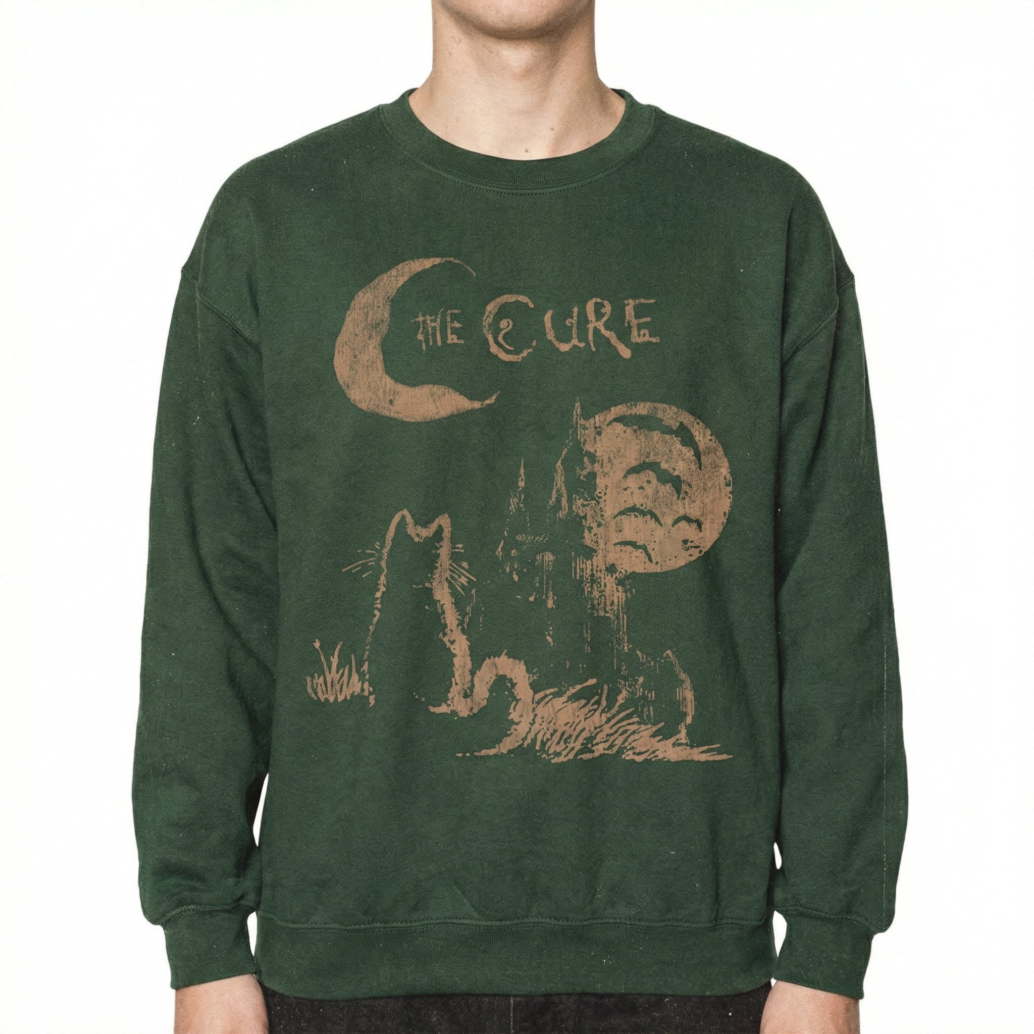 Vintage Cure 90s Alternative Rock Cat Graphic T-Shirt – Indie Music Style Tee.png