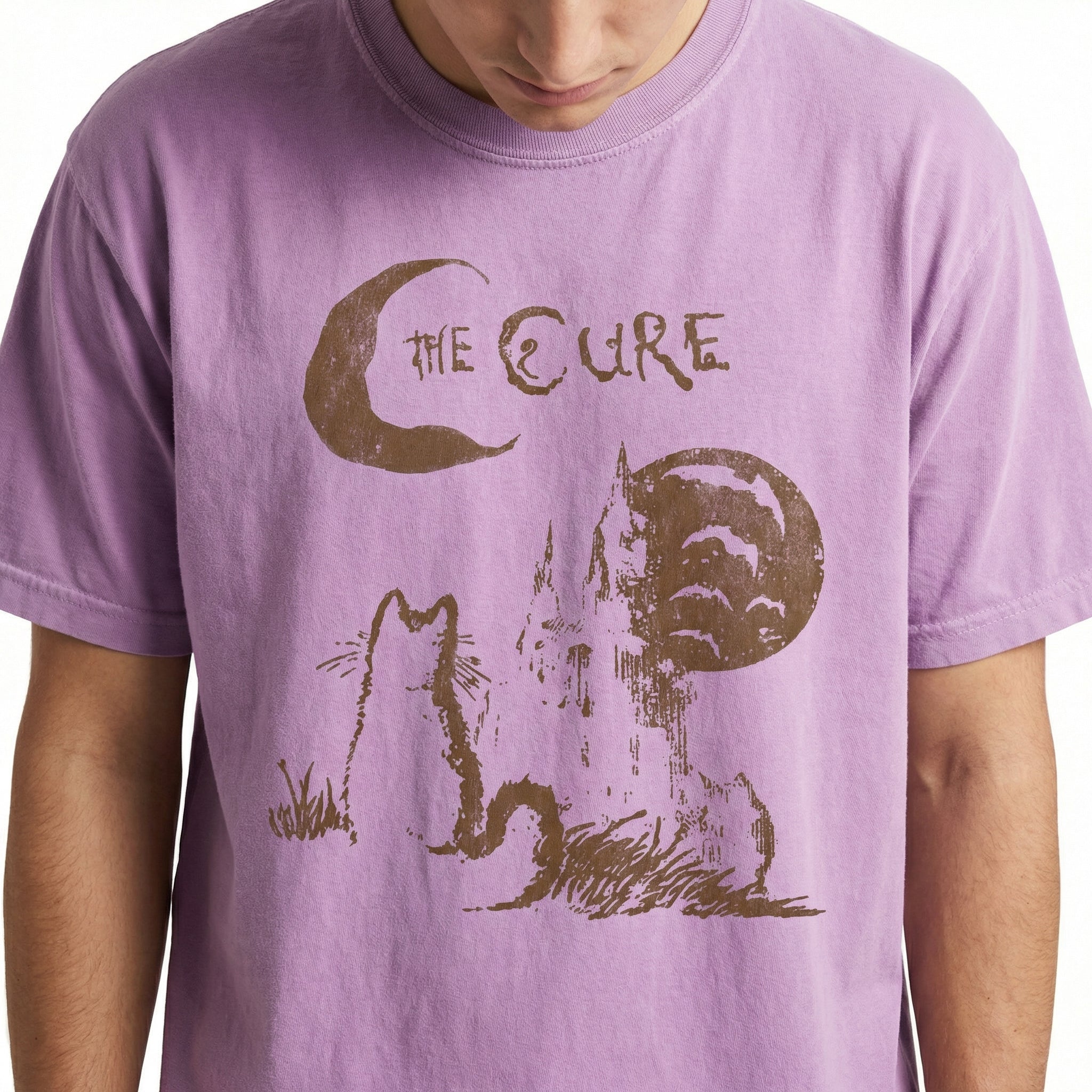 Vintage Cure 90s Alternative Rock Cat Graphic T-Shirt – Indie Music Style Tee.png
