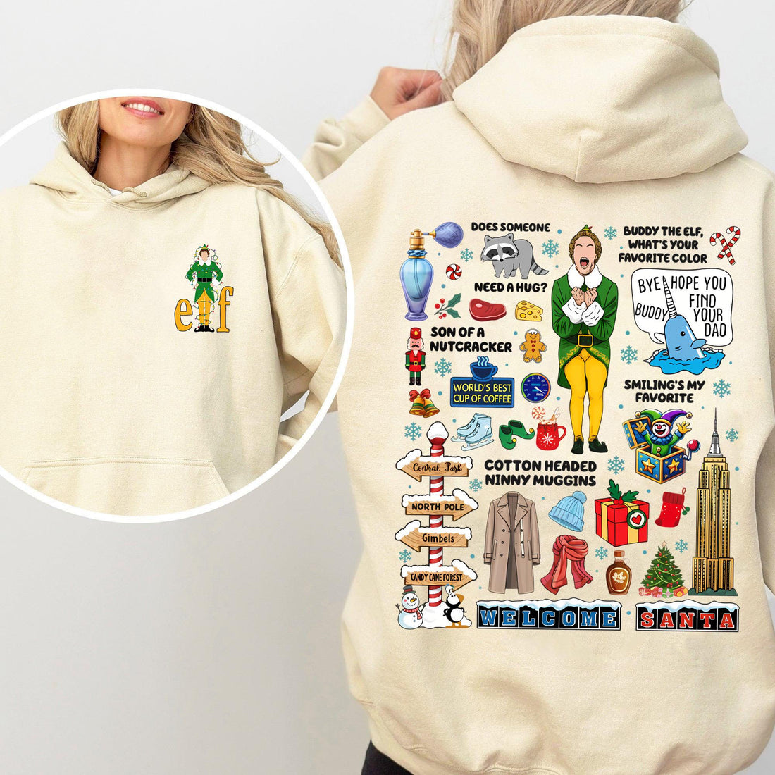 Vintage Elf Movie Sweatshirt Funny 90s Christmas Tee Retro Holiday Shirt