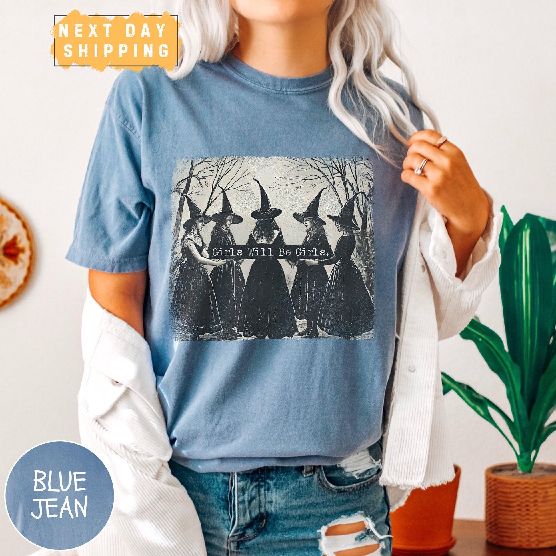 Vintage Girls Will Be Girls Witch Shirt – Funny Witchy Vibes Graphic Tee