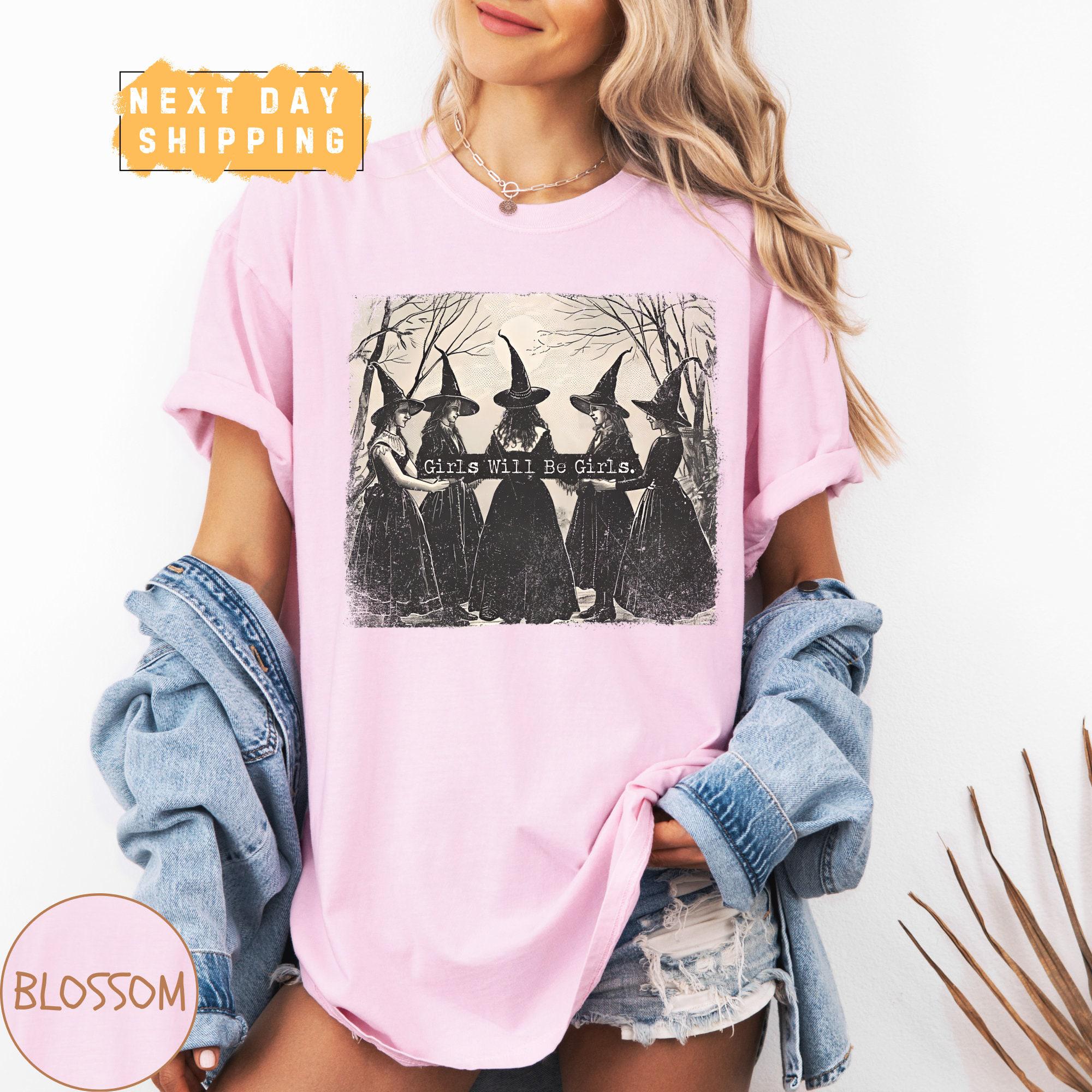 Vintage Girls Will Be Girls Witch Shirt – Funny Witchy Vibes Graphic Tee