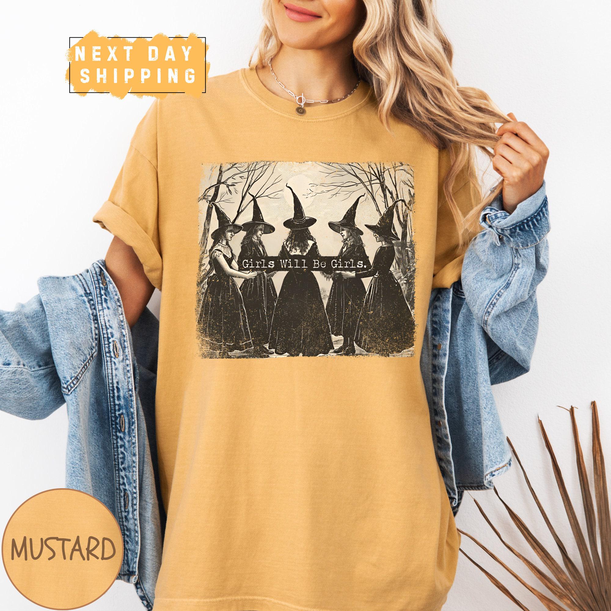 Vintage Girls Will Be Girls Witch Shirt – Funny Witchy Vibes Graphic Tee