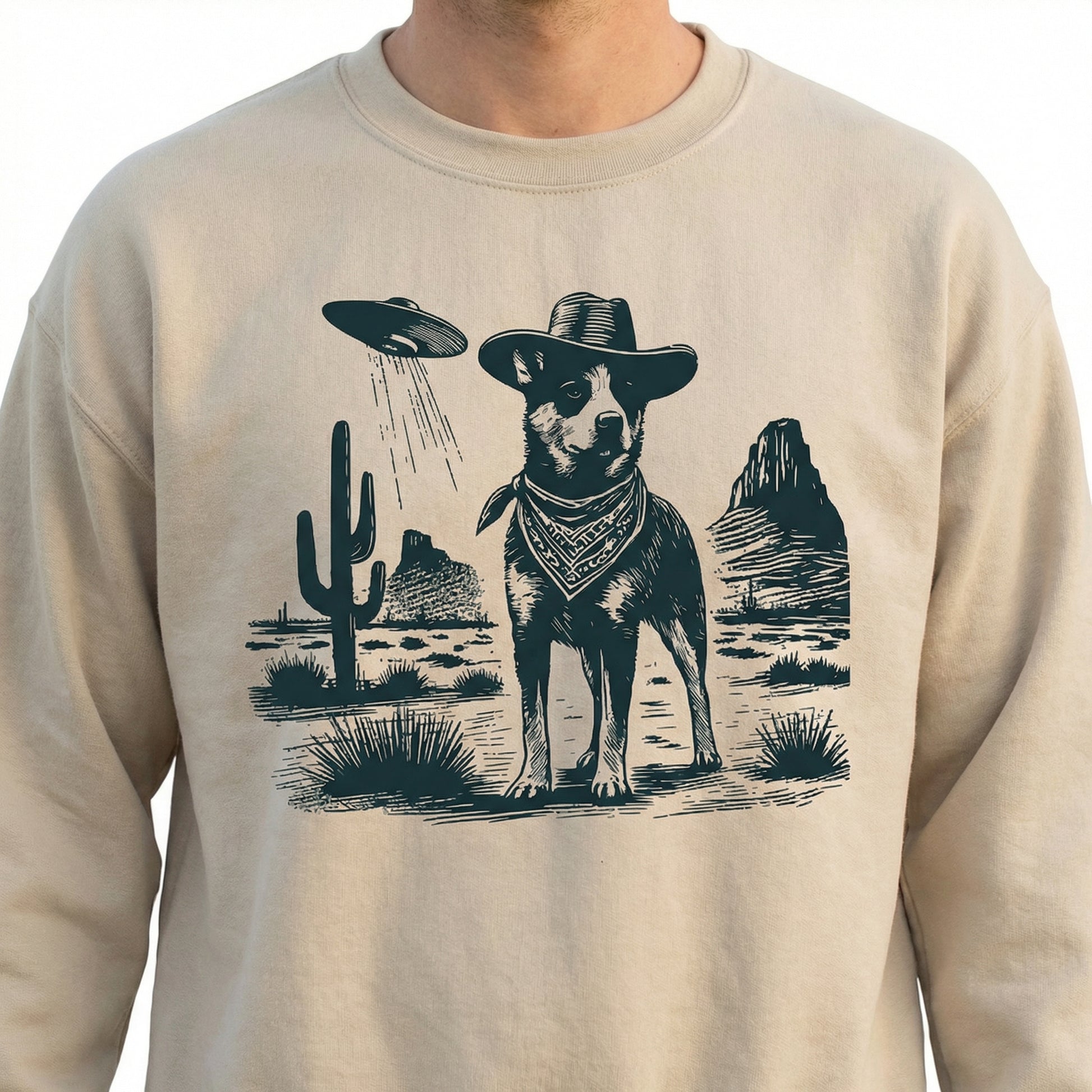 Vintage Heeler UFO Shirt – Australian Cattle Dog Cowboy Funny Graphic Tee