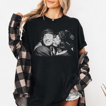 Vintage Hockey Romance Rivalry Graphic T-Shirt – Retro Sports Love Story Tee