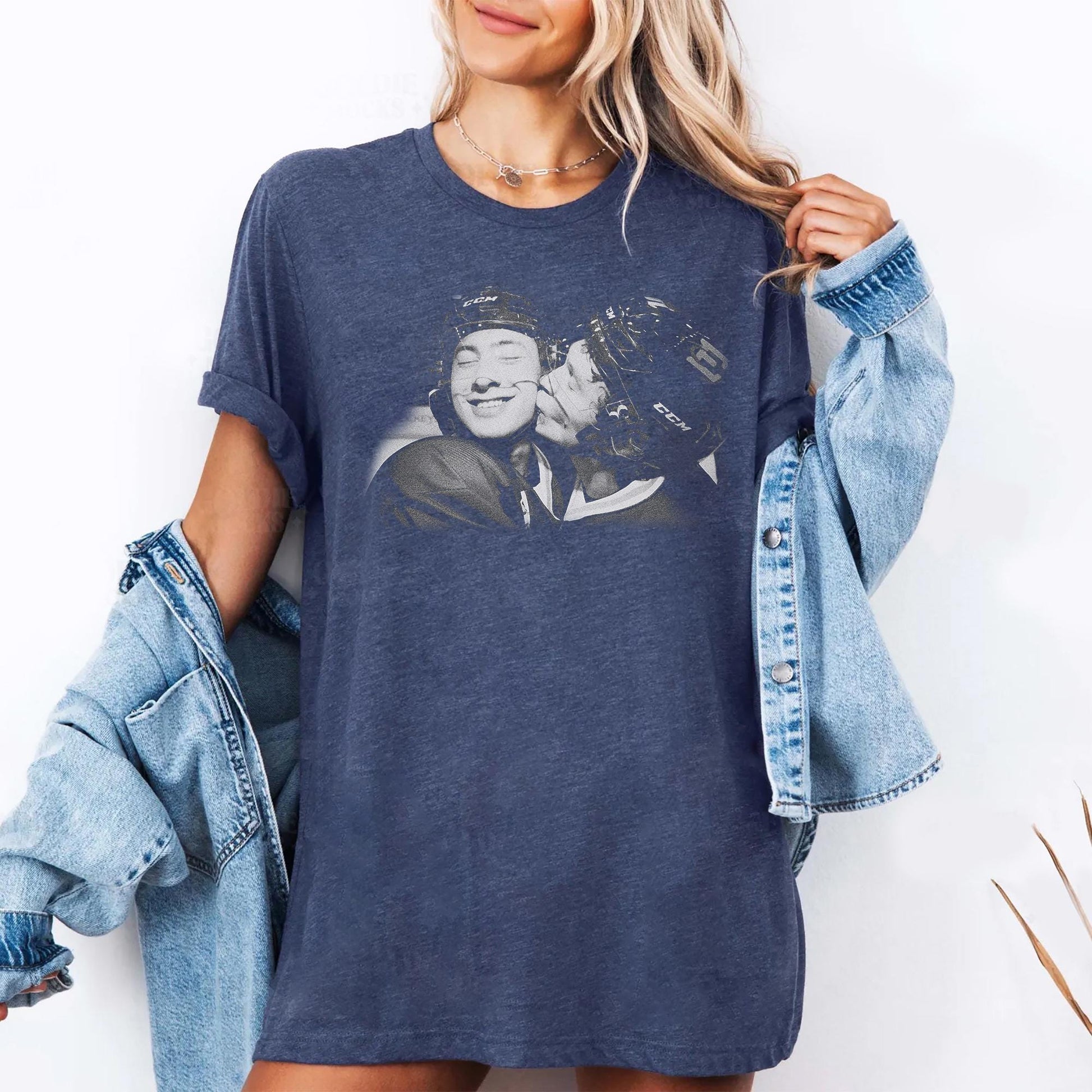 Vintage Hockey Romance Rivalry Graphic T-Shirt – Retro Sports Love Story Tee
