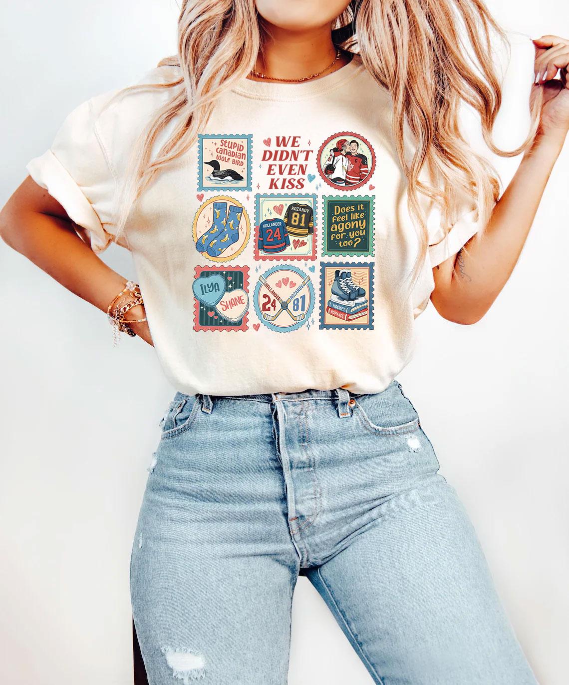 Vintage Hockey Stamp Graphic T-Shirt – Queer Hockey Romance Inspired Tee