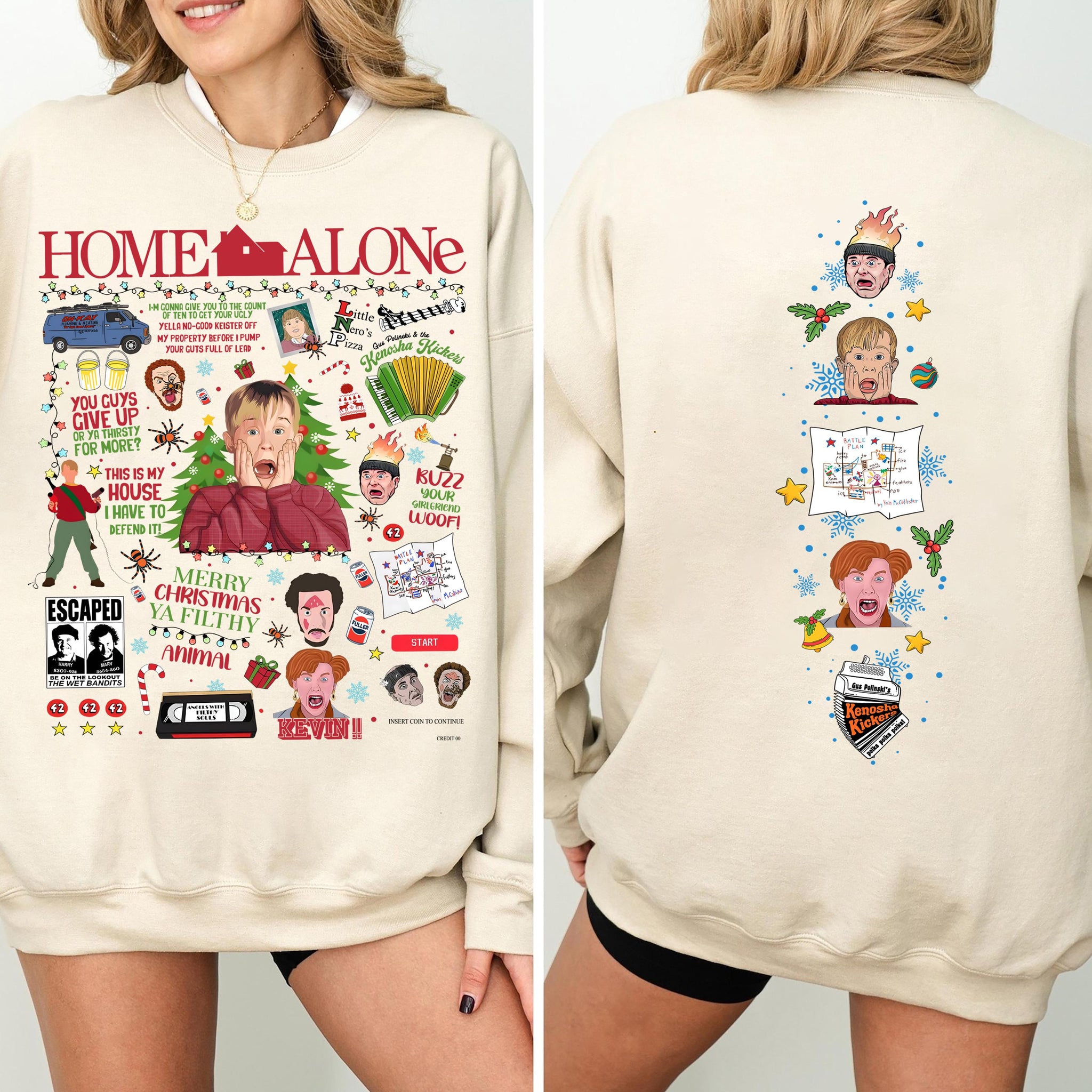 Vintage Home Alone Movie Sweatshirt Retro 90s Christmas Gift Holiday Crewneck