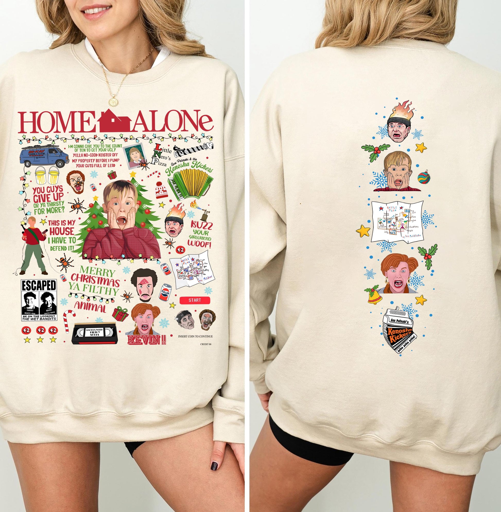 Vintage Home Alone Movie Sweatshirt Retro 90s Christmas Gift Holiday Crewneck