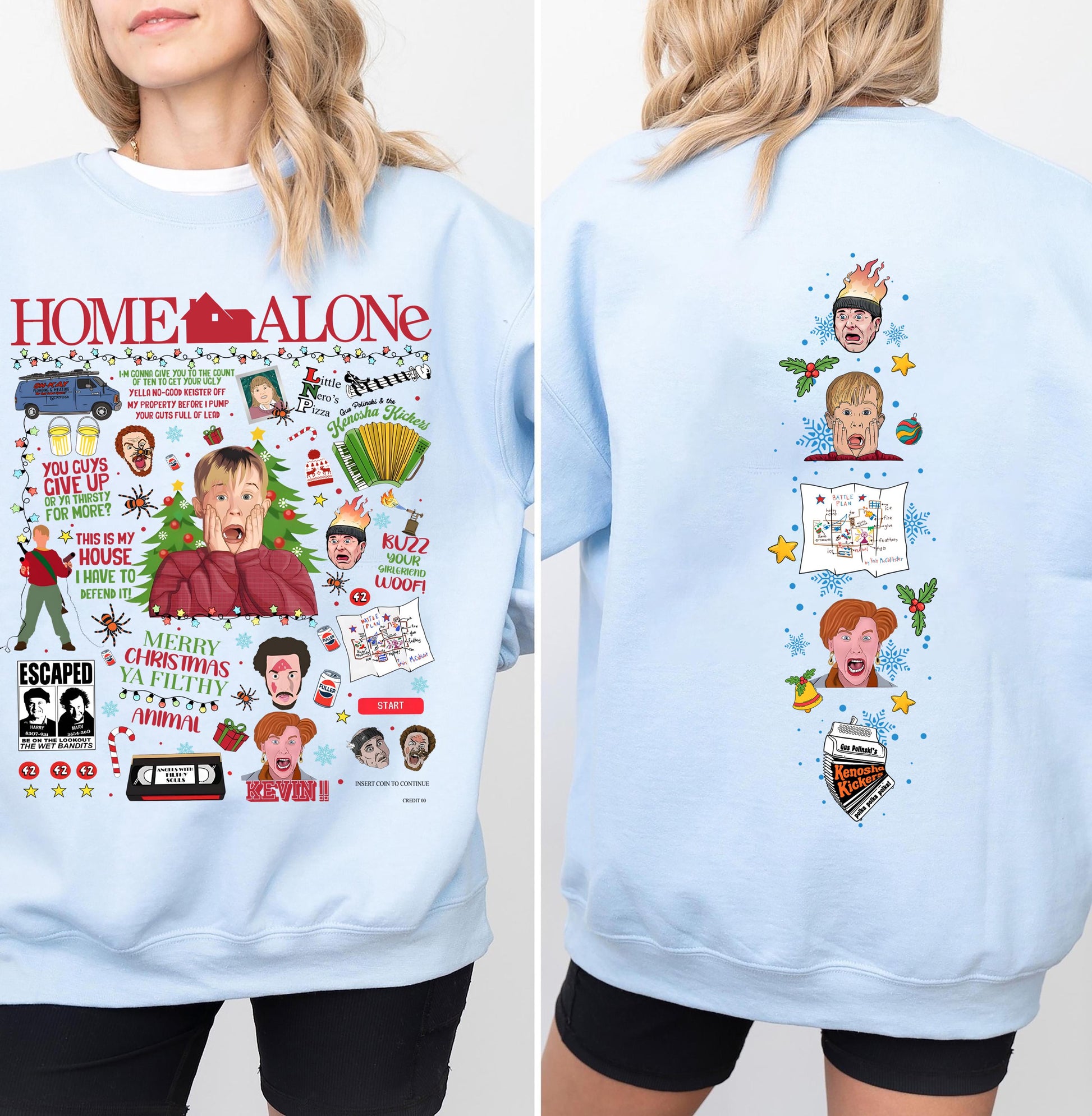 Vintage Home Alone Movie Sweatshirt Retro 90s Christmas Gift Holiday Crewneck