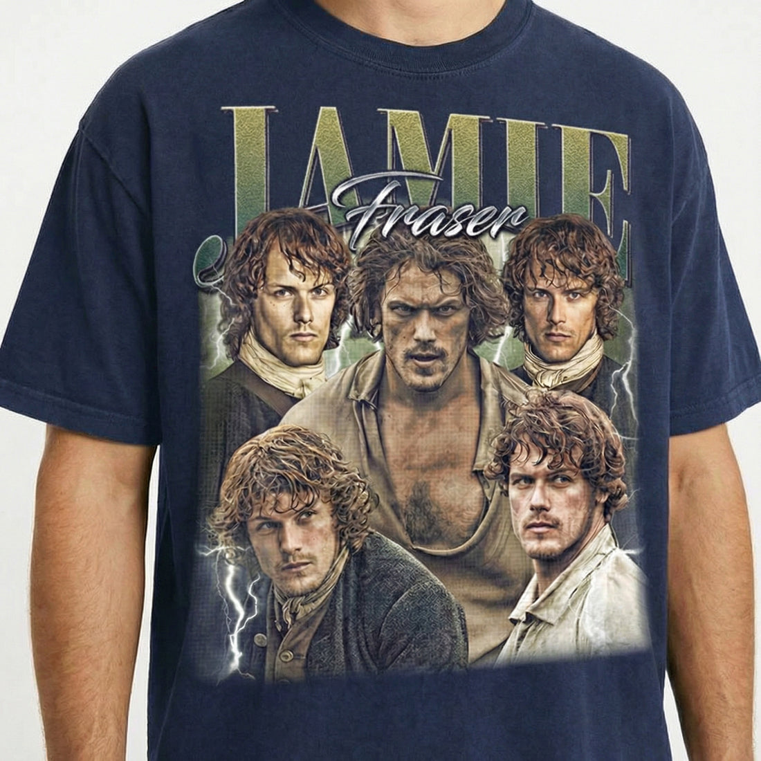 Vintage Jamie Fraser Highland Warrior Graphic T-Shirt – Retro Scottish Inspired Unisex Tee