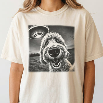 Vintage Labradoodle Goldendoodle UFO T-Shirt – Funny Doodle Dog Graphic Tee