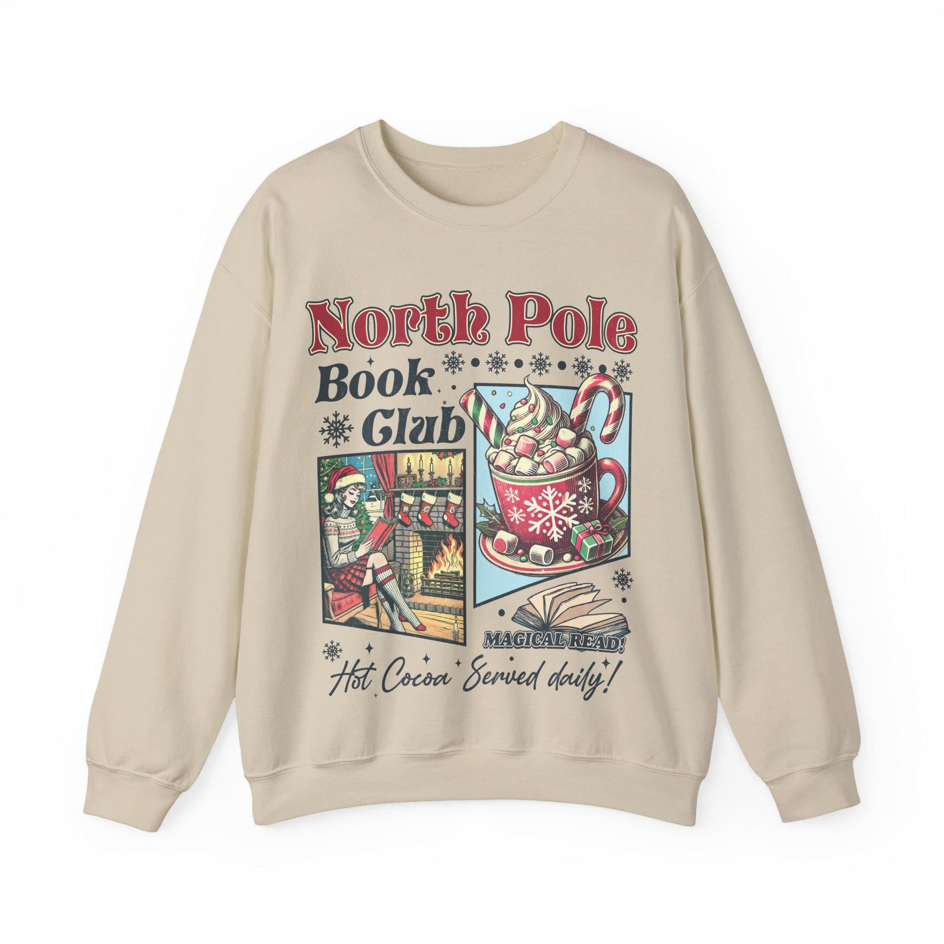 Vintage Look Christmas Sweatshirt 90s North Pole Graphic Shirt Book Lover Crewneck Bookish Xmas Gift for Reader