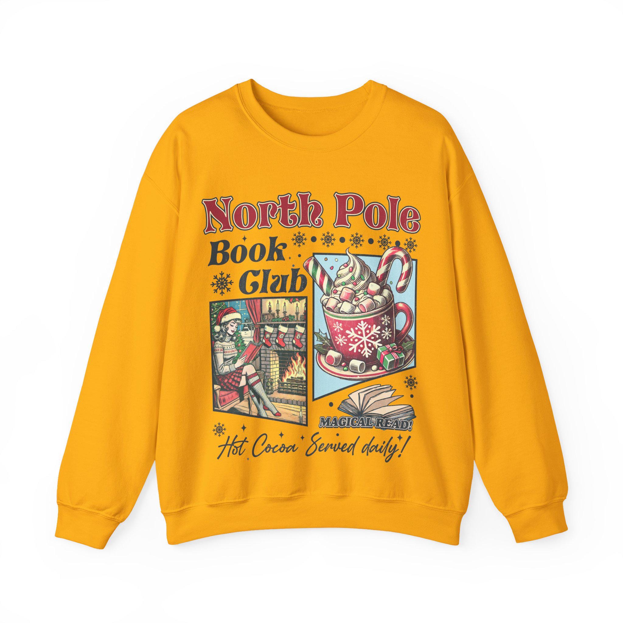 Vintage Look Christmas Sweatshirt 90s North Pole Graphic Shirt Book Lover Crewneck Bookish Xmas Gift for Reader