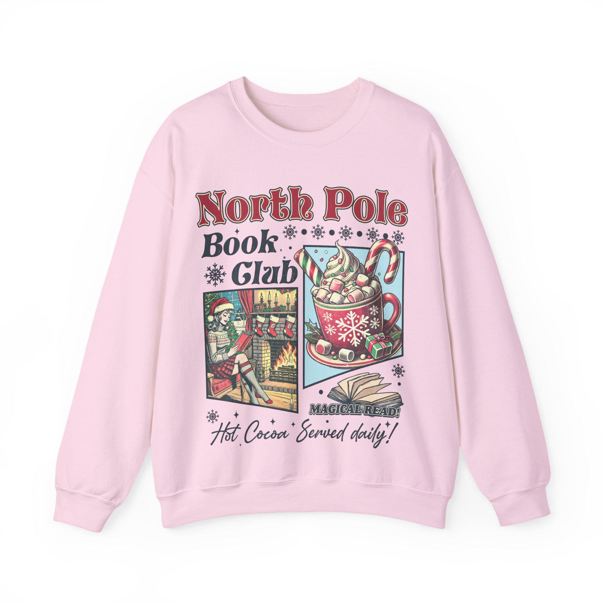 Vintage Look Christmas Sweatshirt 90s North Pole Graphic Shirt Book Lover Crewneck Bookish Xmas Gift for Reader