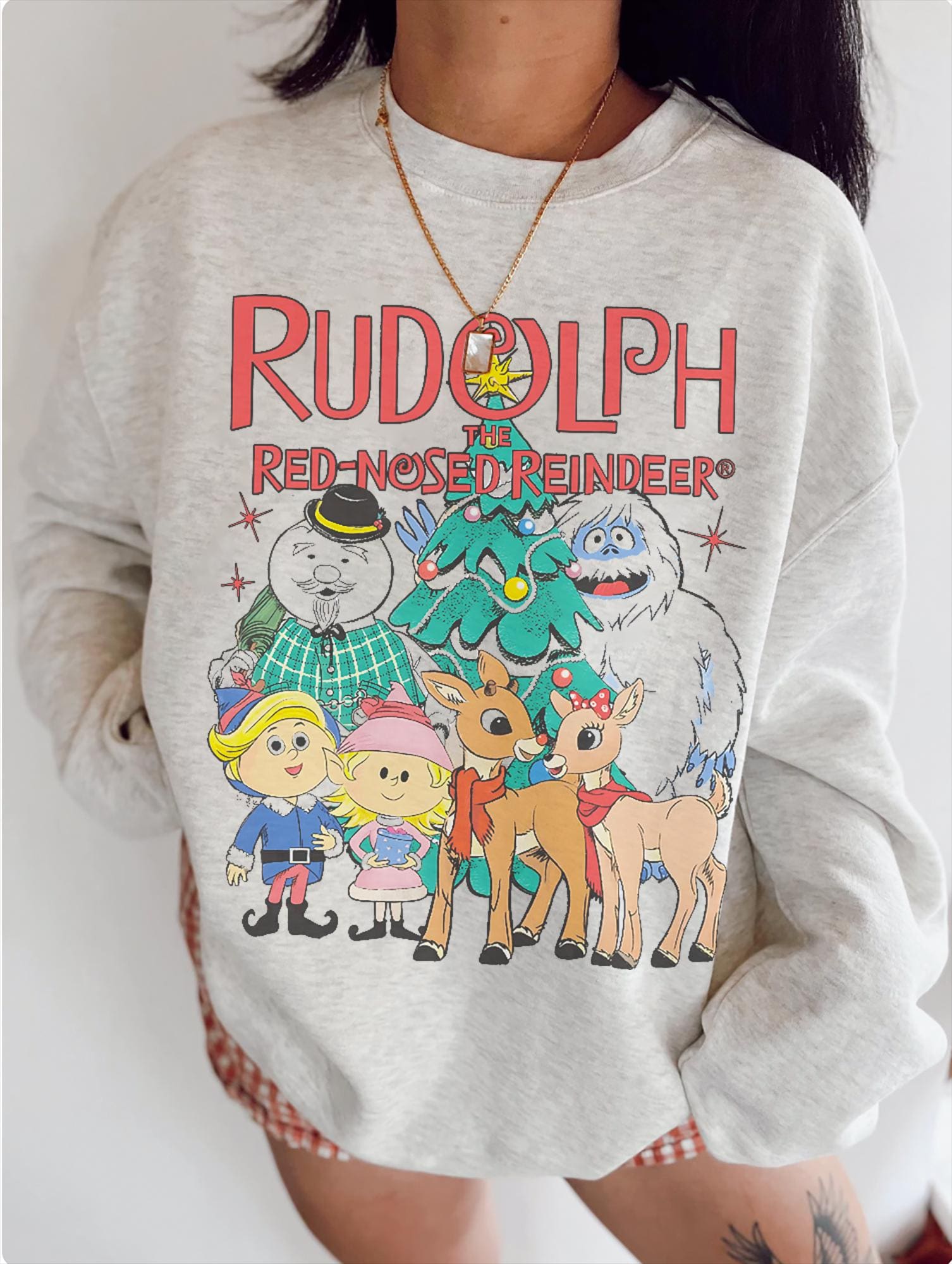 Vintage Rudolph the Red Nosed Reindeer Sweatshirt Retro Christmas Crewneck Holiday Shirt