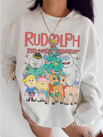Vintage Rudolph the Red Nosed Reindeer Sweatshirt Retro Christmas Crewneck Holiday Shirt