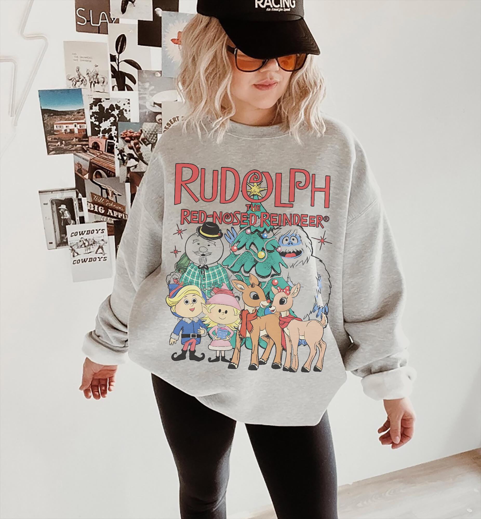 Vintage Rudolph the Red Nosed Reindeer Sweatshirt Retro Christmas Crewneck Holiday Shirt