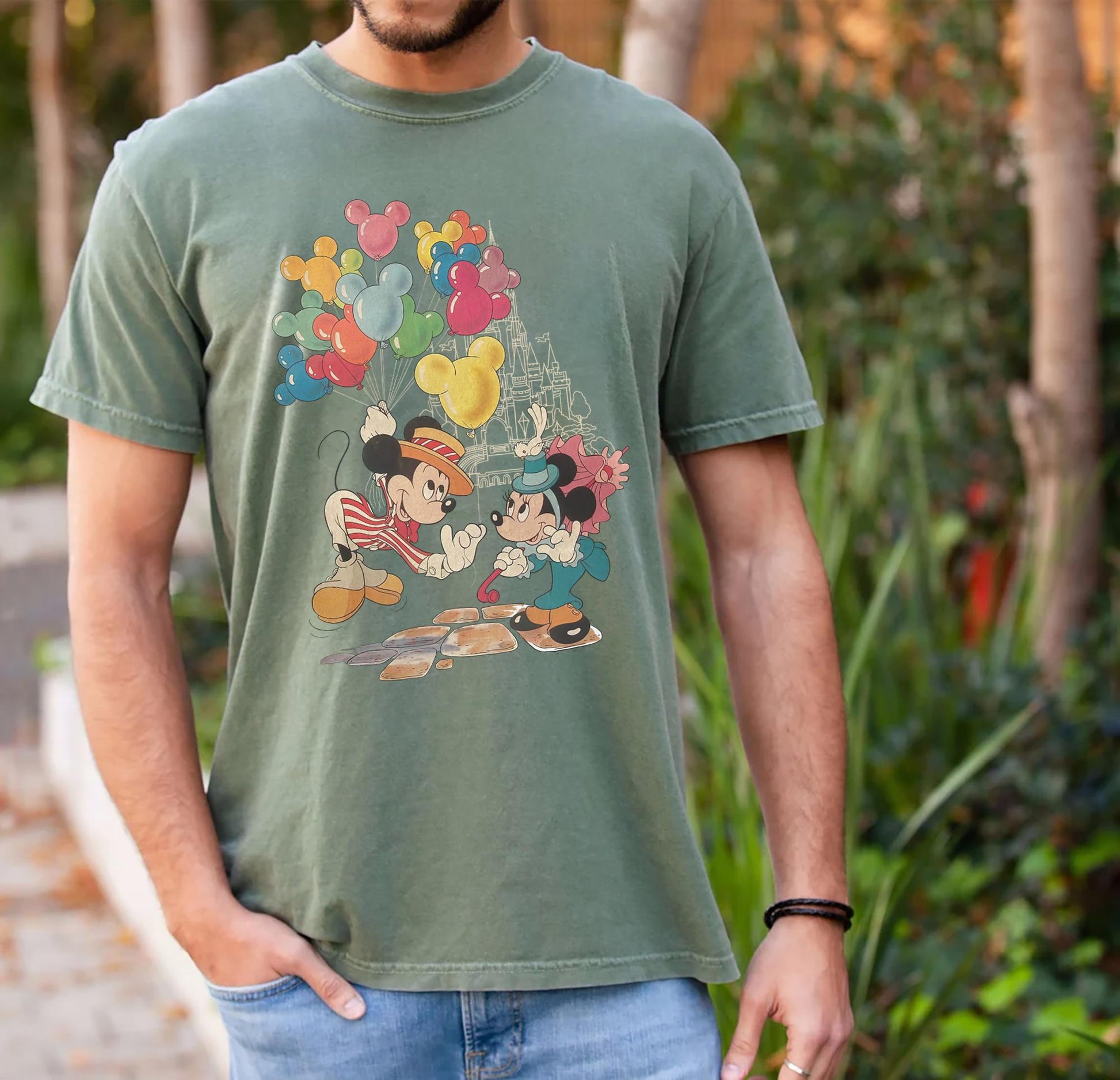 Vintage Mickey and Minnie Balloon Shirt – Retro Valentine T-Shirt, Cute Couple Balloons Tee for Him and Her