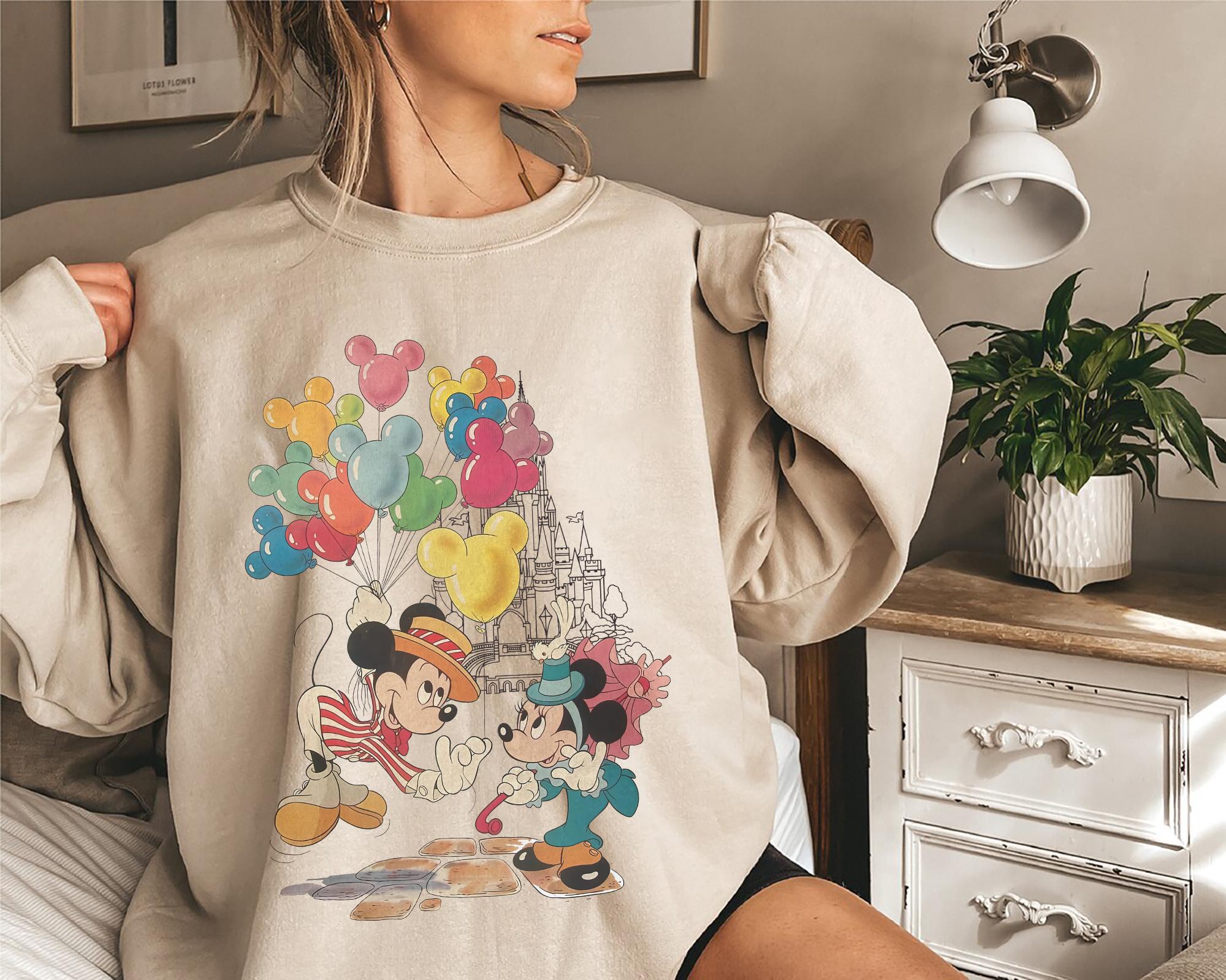 Vintage Mickey and Minnie Balloon Shirt – Retro Valentine T-Shirt, Cute Couple Balloons Tee for Him and Her