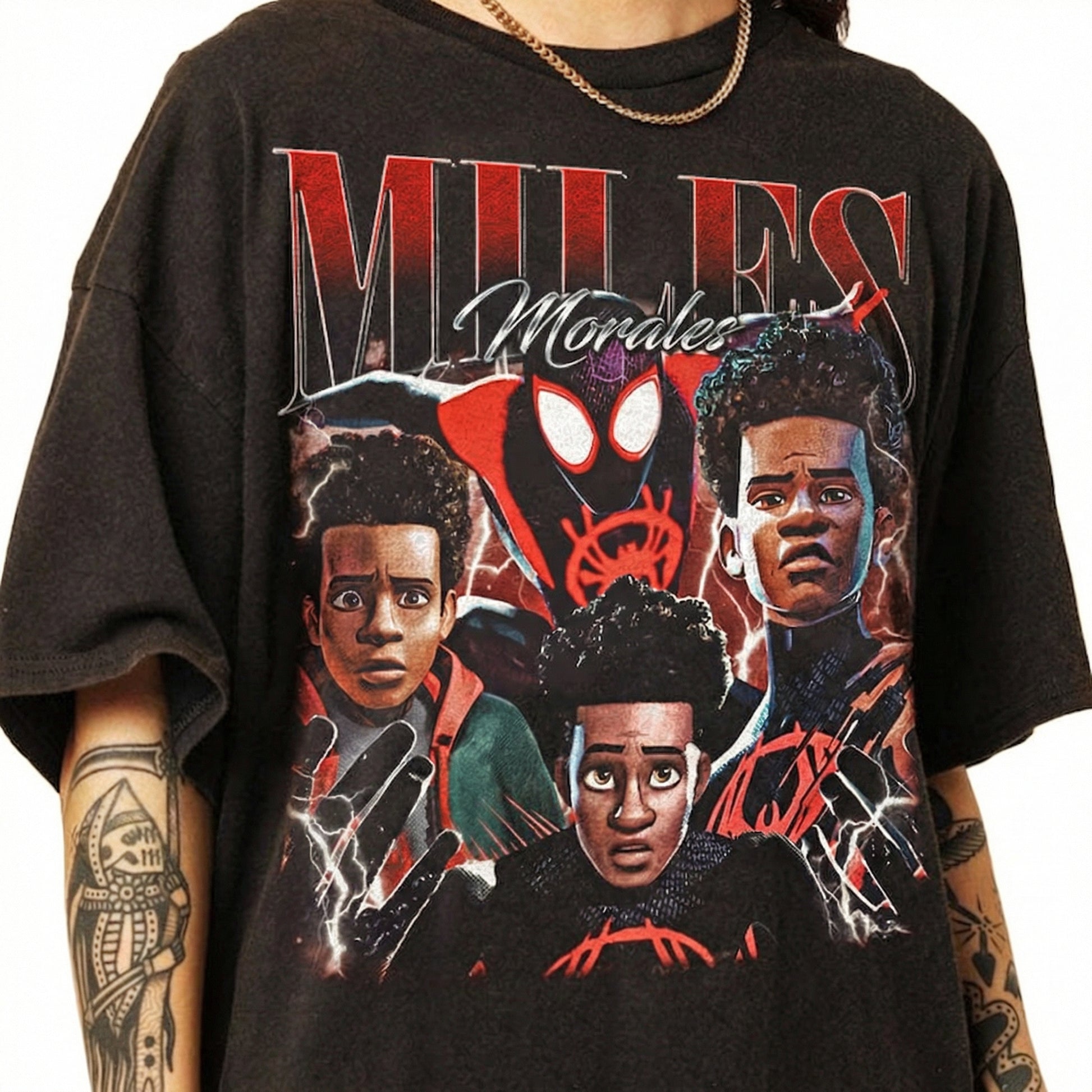 Vintage Miles Morales Comic Style Graphic T-Shirt – Retro Superhero Inspired Unisex Tee