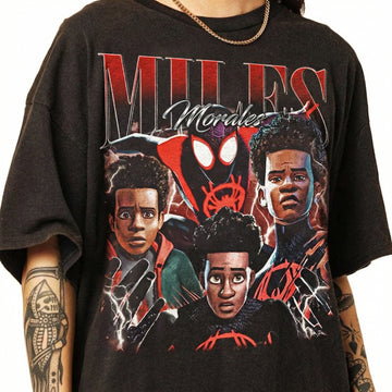 Vintage Miles Morales Comic Style Graphic T-Shirt – Retro Superhero Inspired Unisex Tee