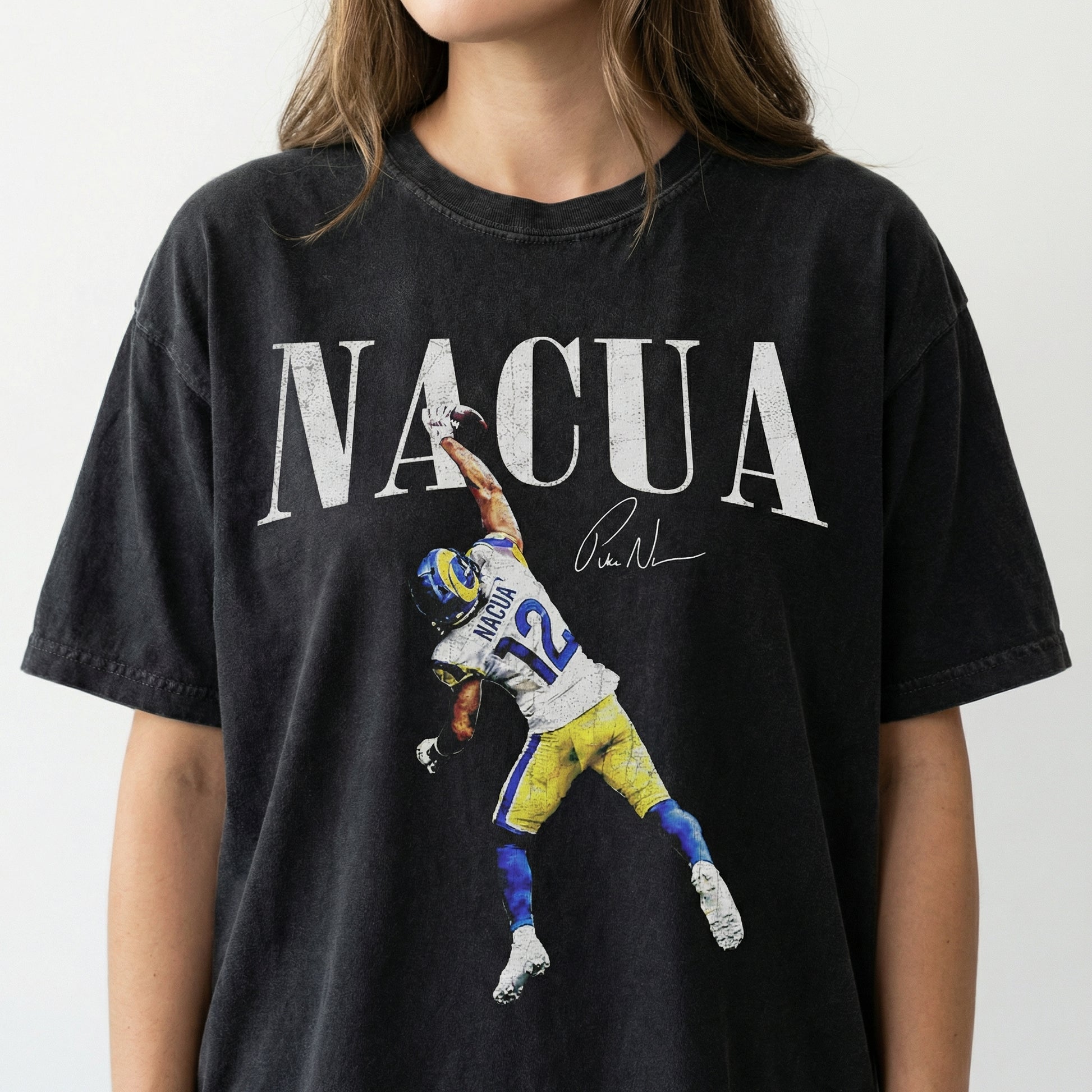 Vintage Nacua  90s Football Graphic T-Shirt – Retro Game Day Fan Style Tee