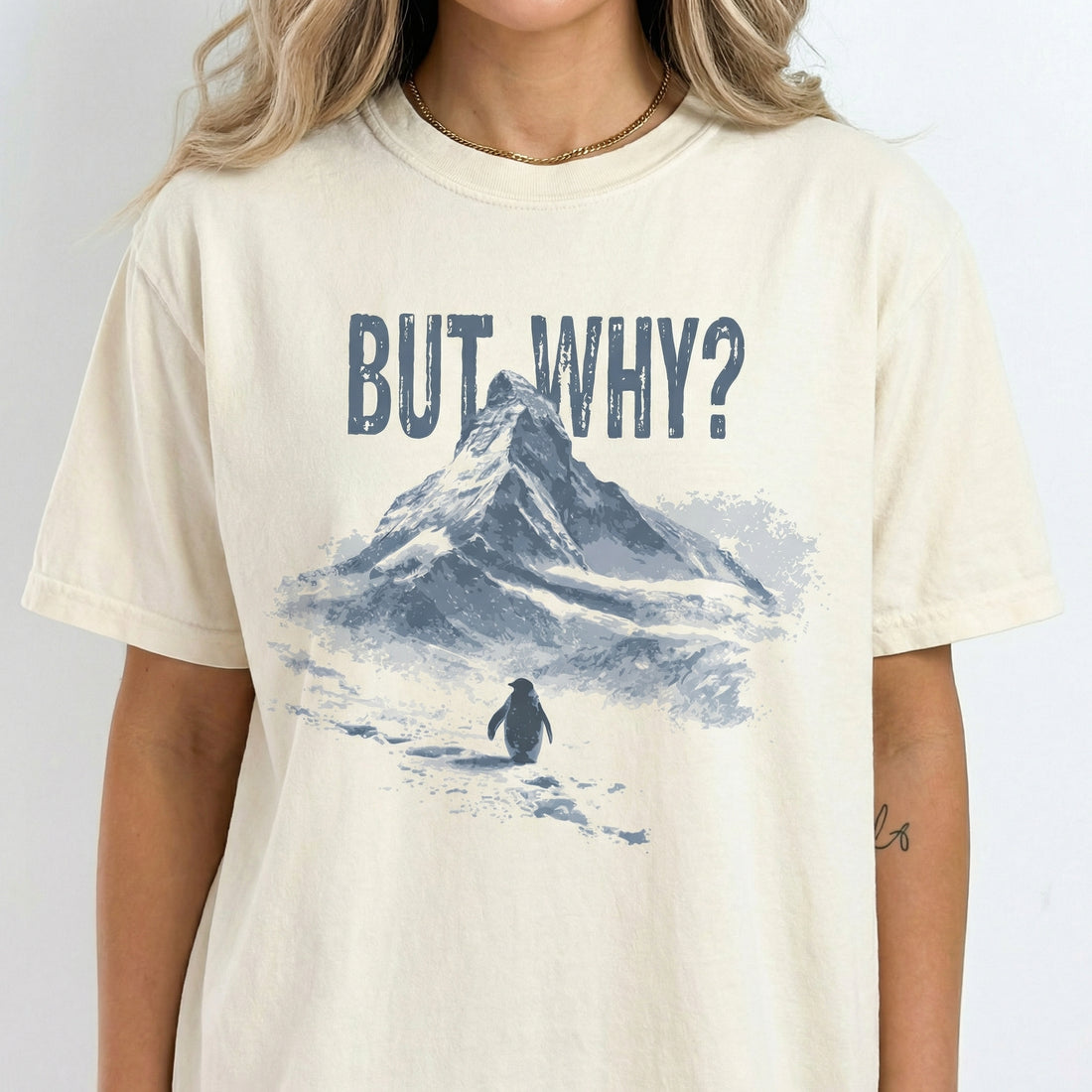 Vintage Nihilist Penguin Graphic T-Shirt – But Why Meme Retro Unisex Tee