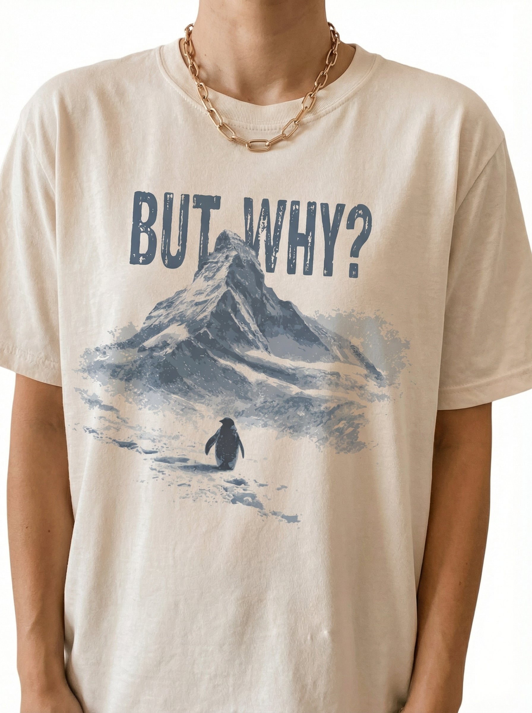 Vintage Nihilist Penguin Graphic T-Shirt – But Why Meme Retro Unisex Tee