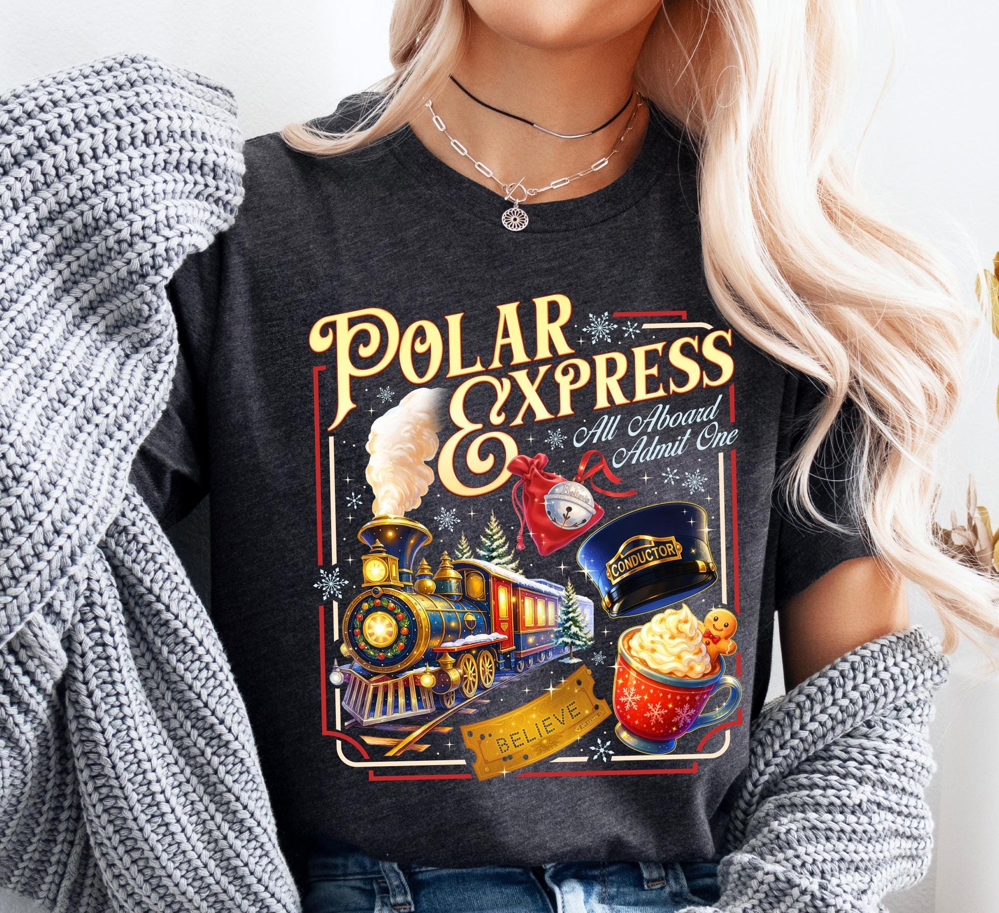 Polar Express Inspired Shirt – Vintage Christmas Train Graphic Tee