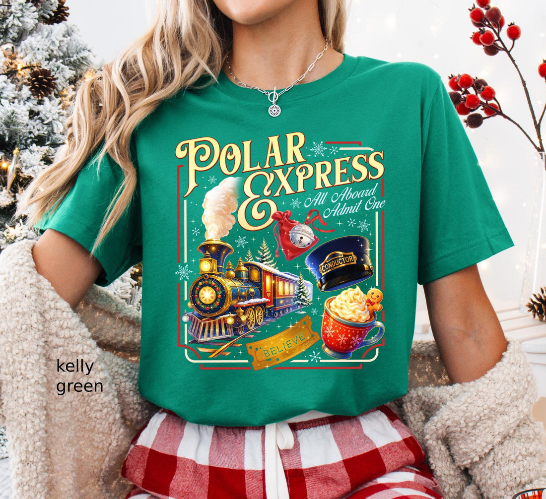 Polar Express Inspired Shirt – Vintage Christmas Train Graphic Tee