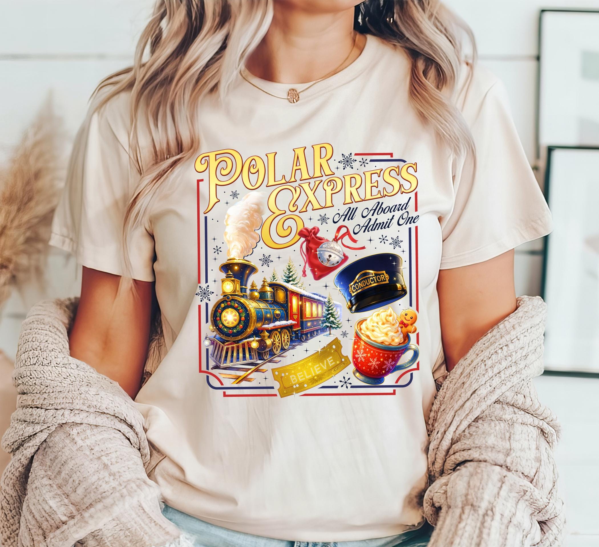 Polar Express Inspired Shirt – Vintage Christmas Train Graphic Tee