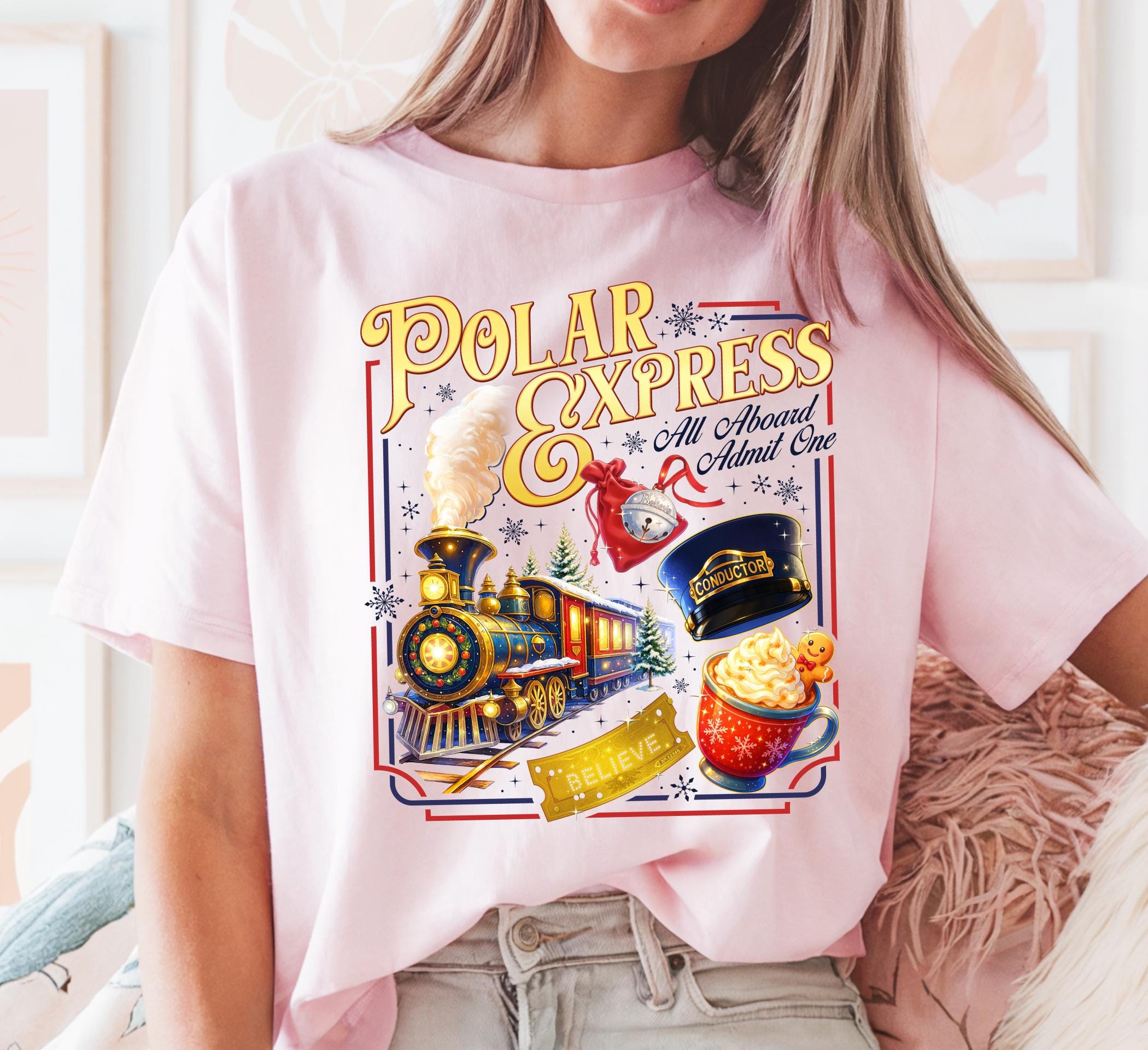 Polar Express Inspired Shirt – Vintage Christmas Train Graphic Tee