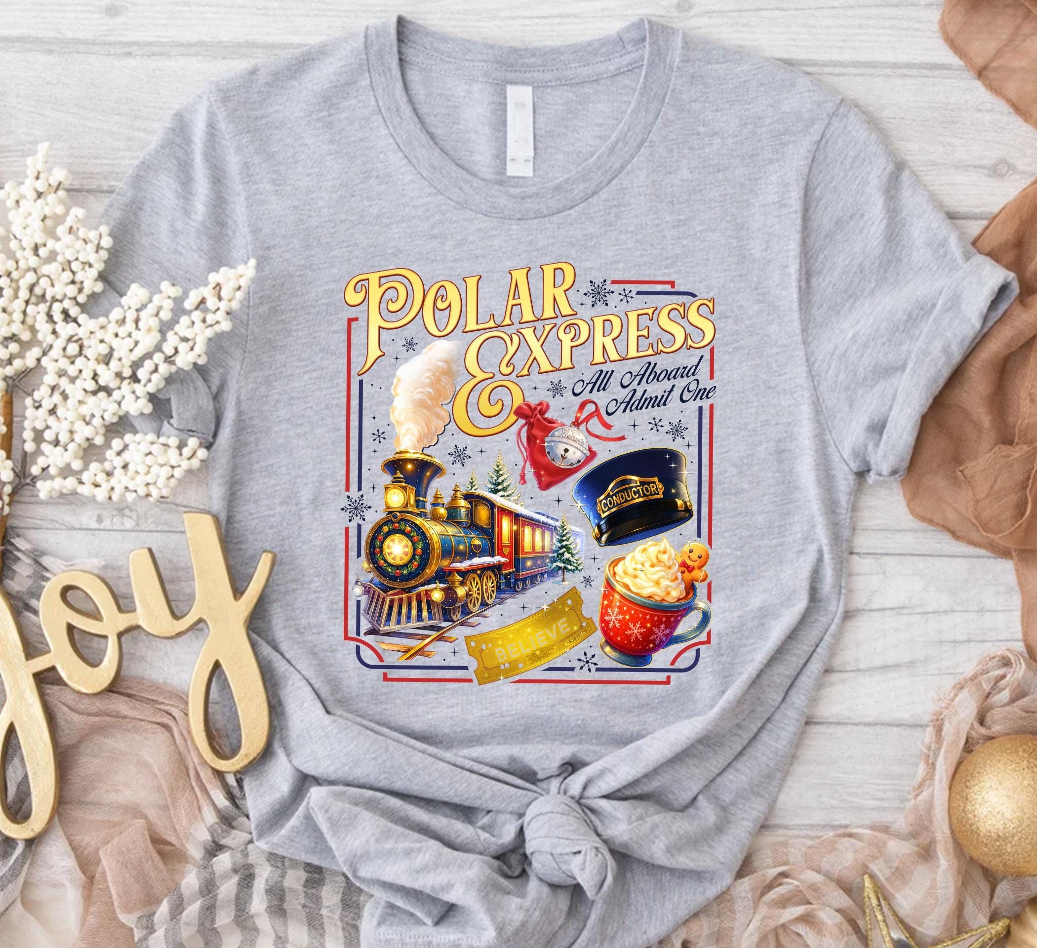 Polar Express Inspired Shirt – Vintage Christmas Train Graphic Tee