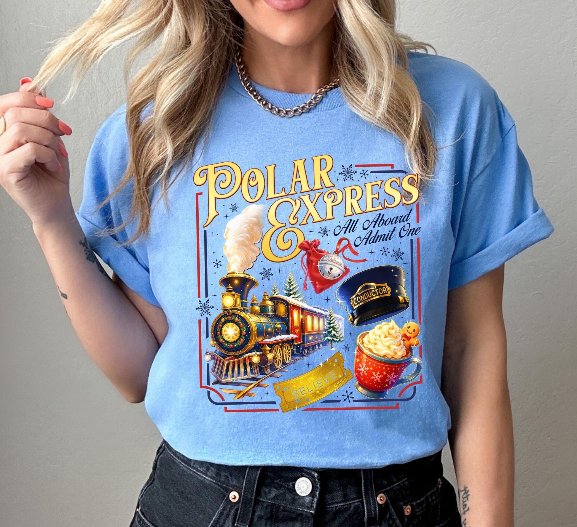 Polar Express Inspired Shirt – Vintage Christmas Train Graphic Tee