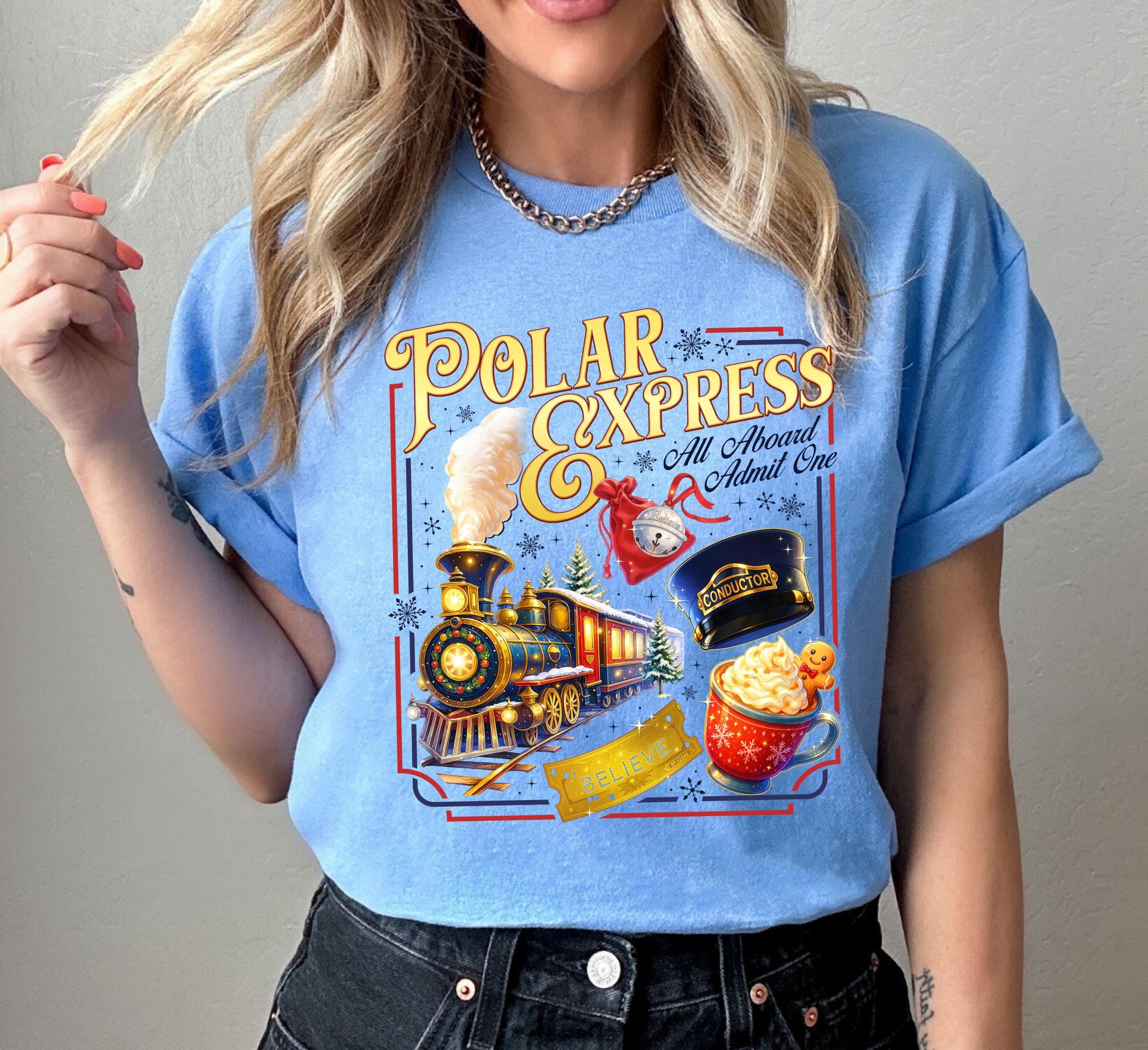 Polar Express Inspired Shirt – Vintage Christmas Train Graphic Tee