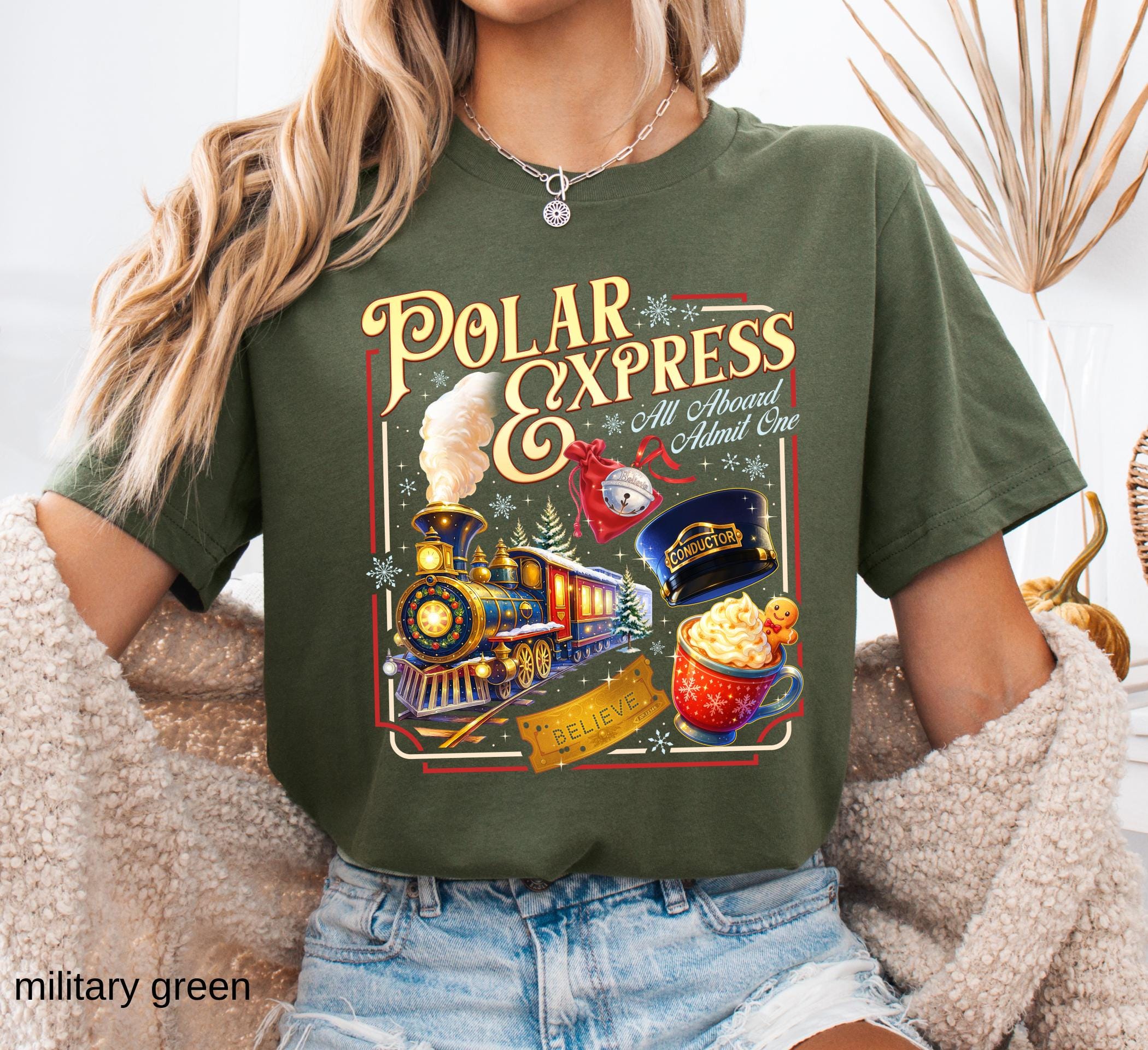 Polar Express Inspired Shirt – Vintage Christmas Train Graphic Tee