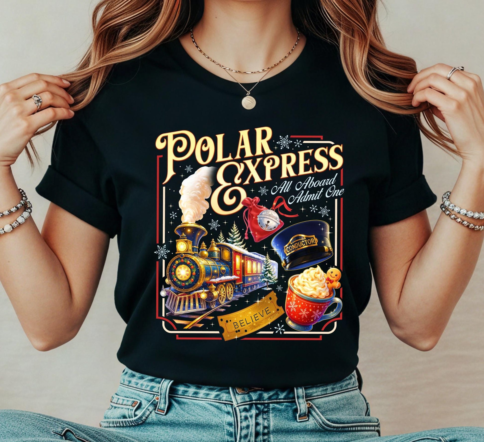 Polar Express Inspired Shirt – Vintage Christmas Train Graphic Tee