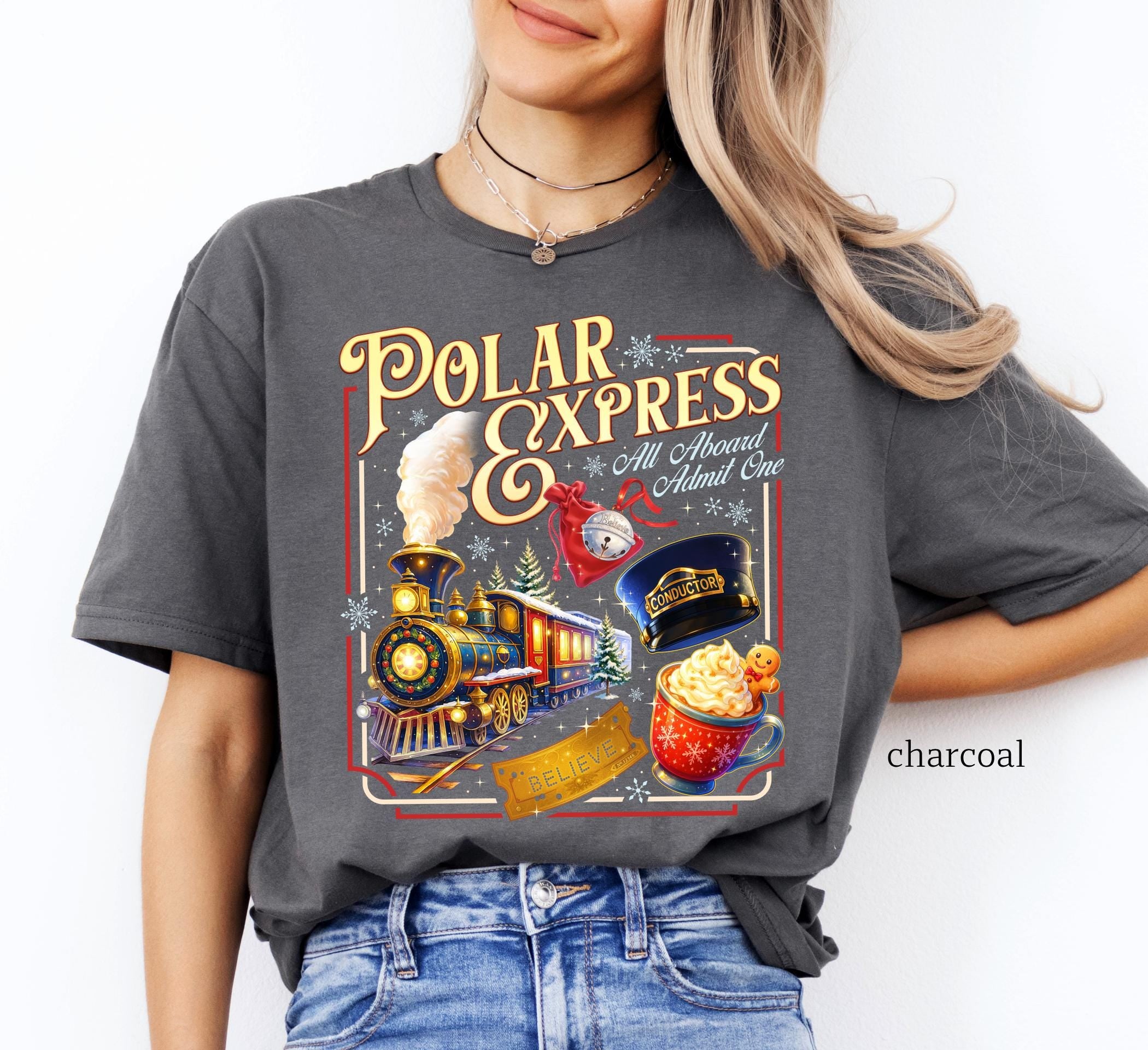 Polar Express Inspired Shirt – Vintage Christmas Train Graphic Tee