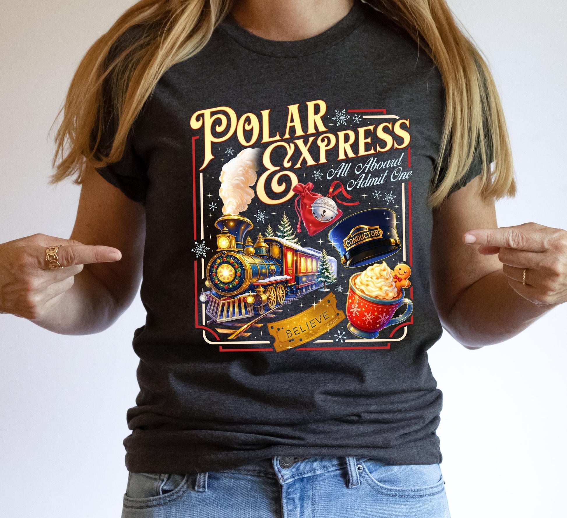 Polar Express Inspired Shirt – Vintage Christmas Train Graphic Tee