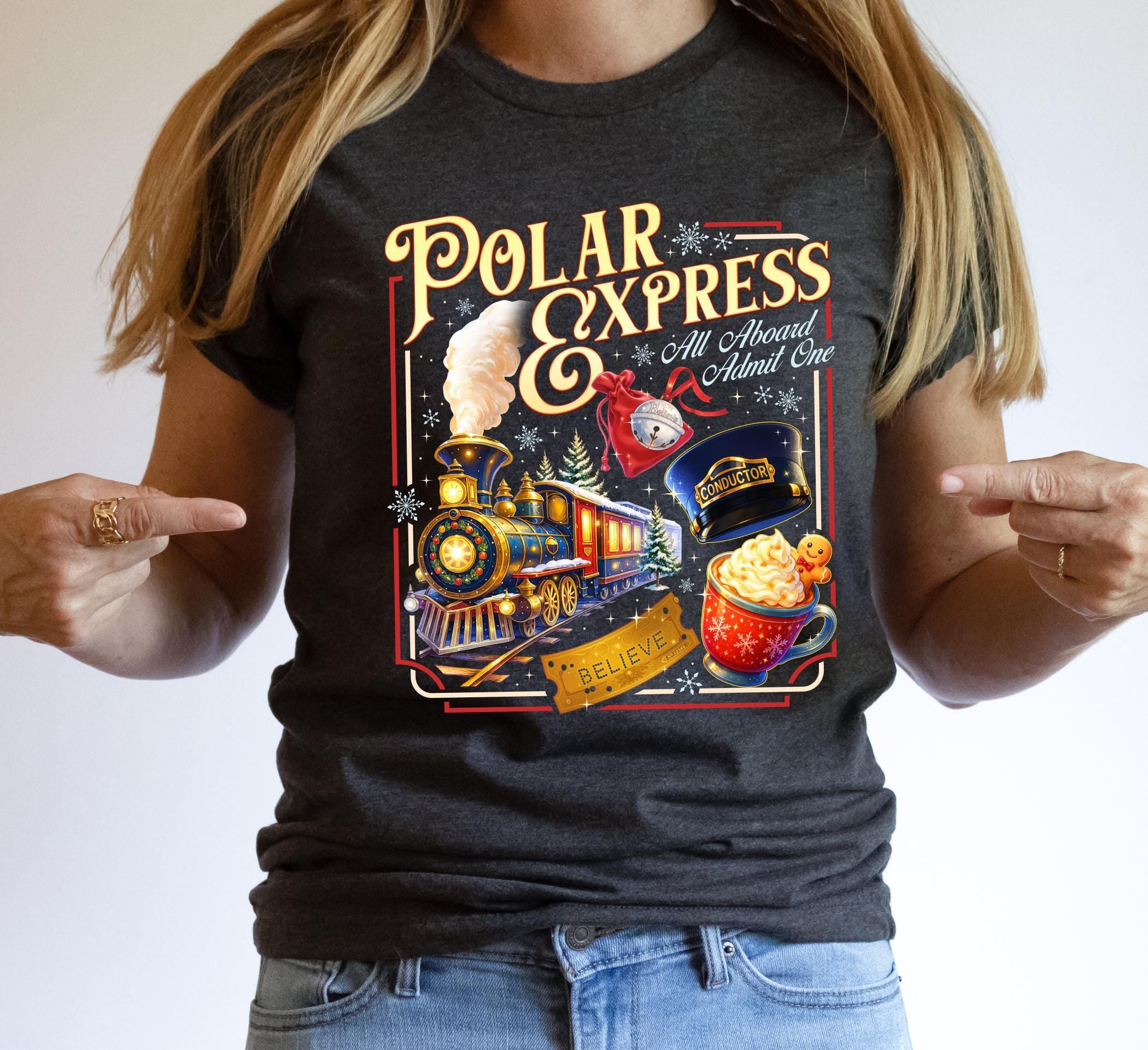 Polar Express Inspired Shirt – Vintage Christmas Train Graphic Tee