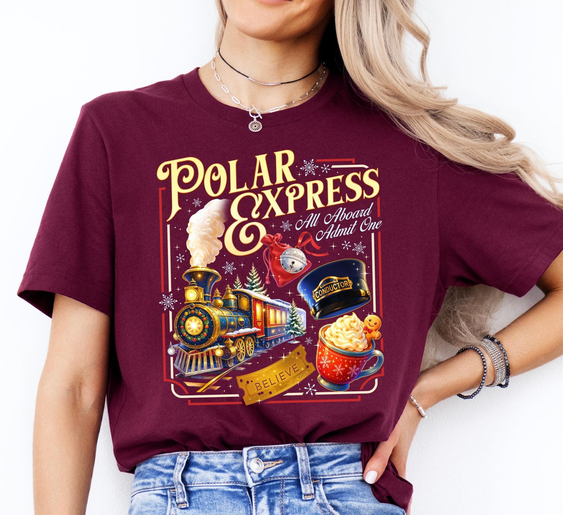 Polar Express Inspired Shirt – Vintage Christmas Train Graphic Tee