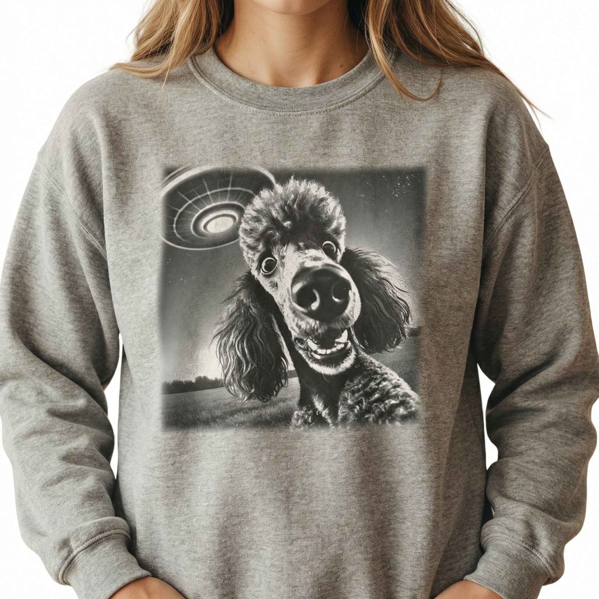 Vintage Poodle UFO T-Shirt – Funny Alien Dog Graphic Tee