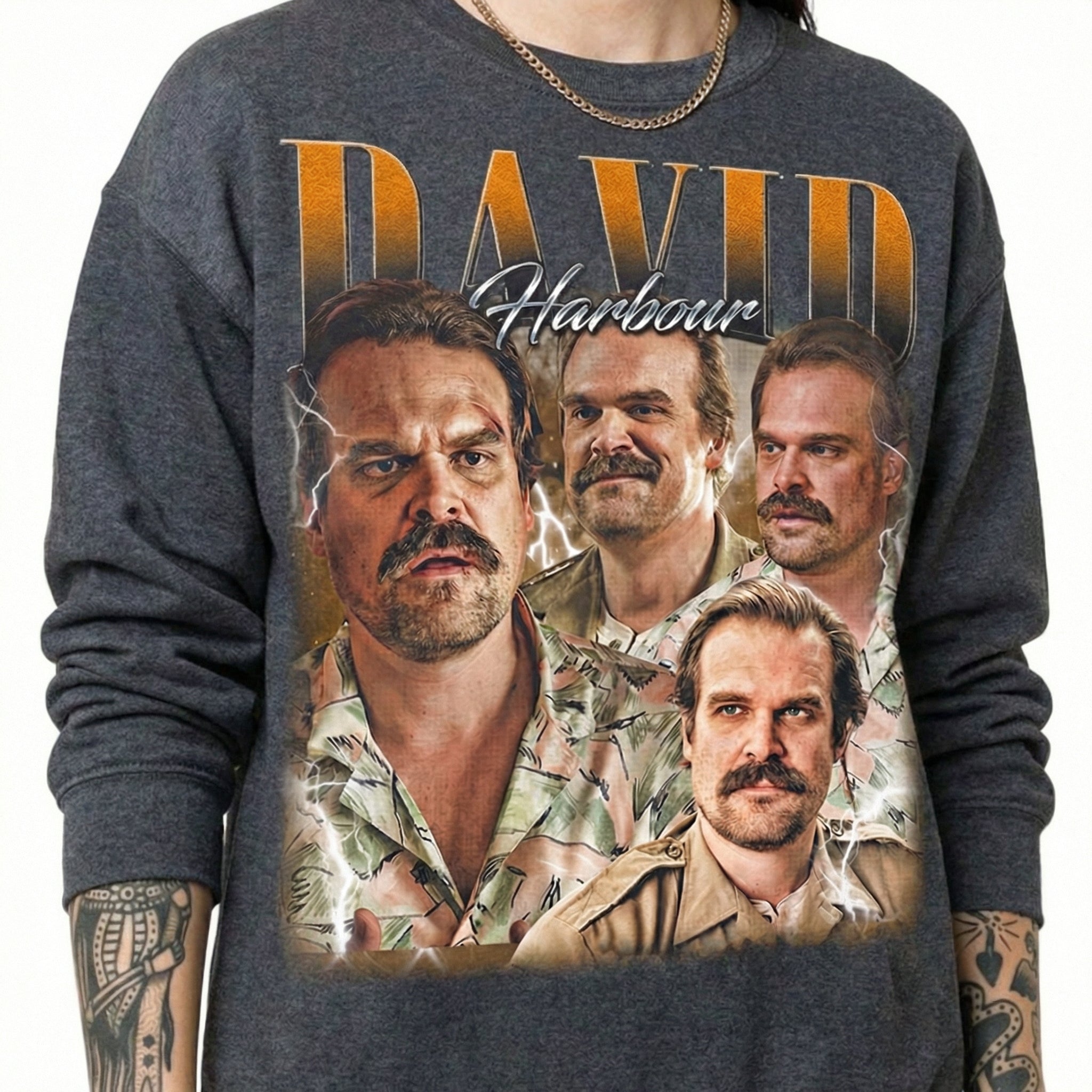 Vintage Retro David Harbour Inspired Graphic T-Shirt – Classic 80s Style Unisex Tee