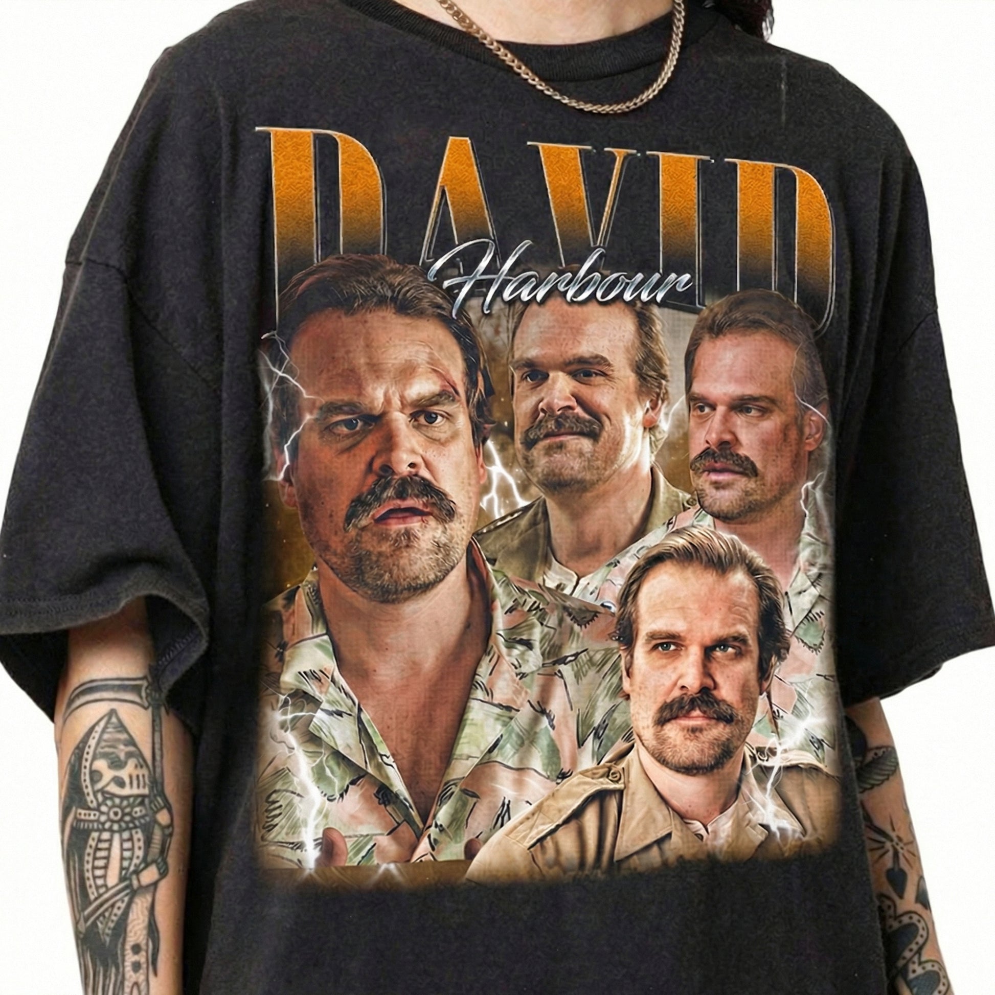 Vintage Retro David Harbour Inspired Graphic T-Shirt – Classic 80s Style Unisex Tee