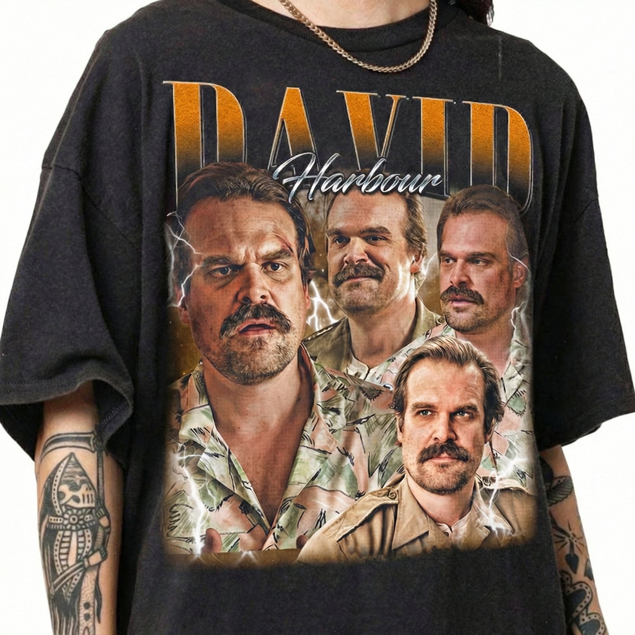 Vintage Retro David Harbour Inspired Graphic T-Shirt – Classic 80s Style Unisex Tee