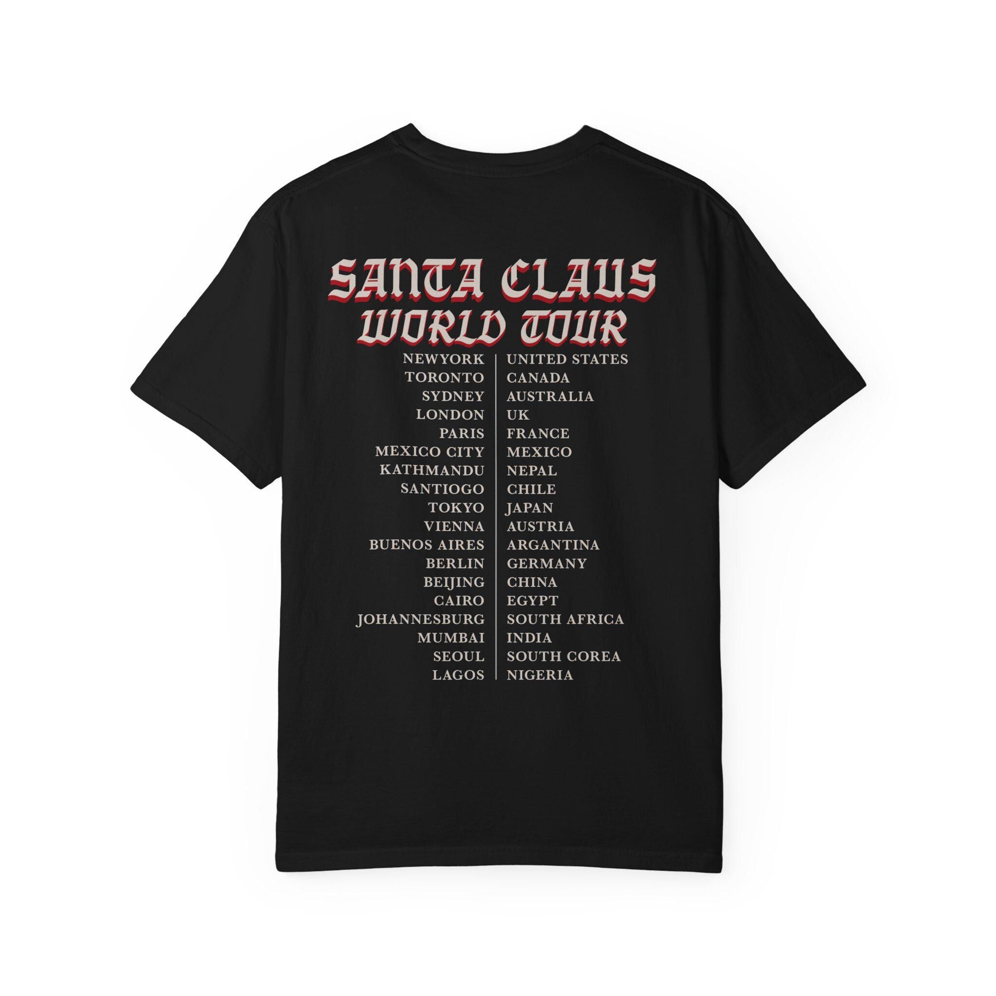 Vintage Santa Claus World Tour T-Shirt Grunge Christmas Graphic Tee Retro 90s Alternative Rock Holiday Shirt