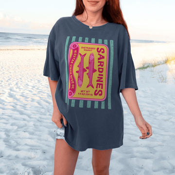 Vintage Sardines Graphic T-Shirt – Retro Coastal Aesthetic Tee
