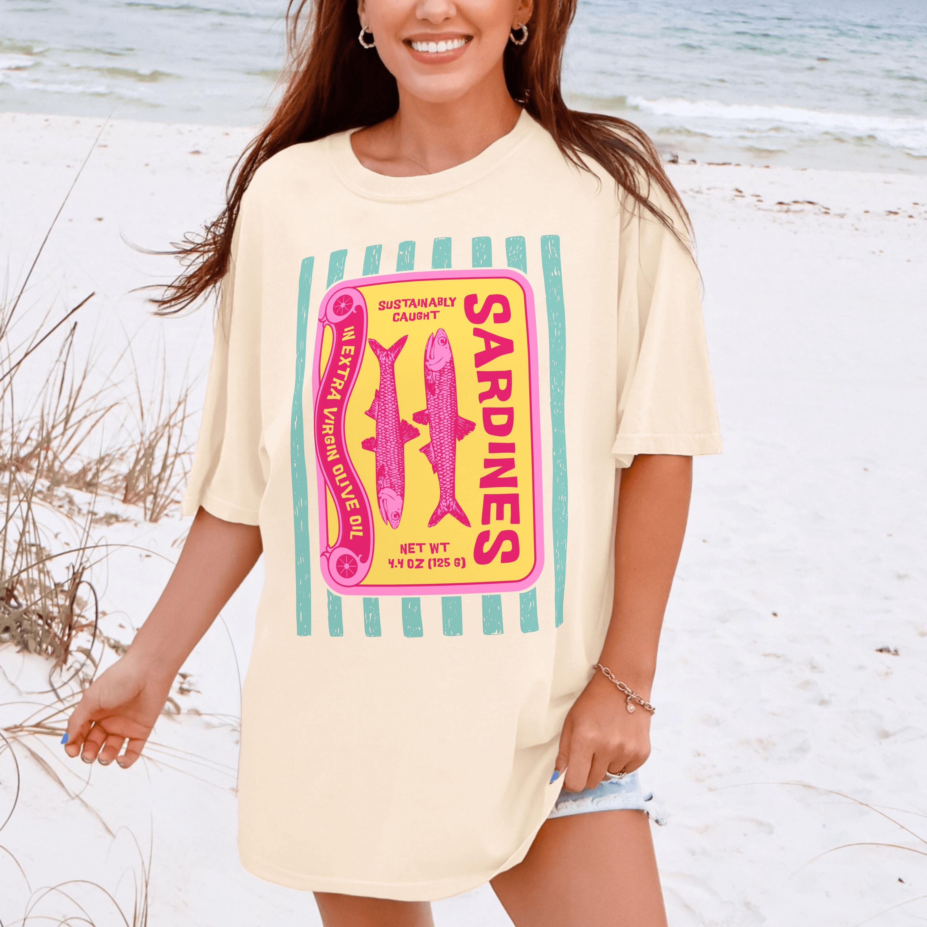 Vintage Sardines Graphic T-Shirt – Retro Coastal Aesthetic Tee