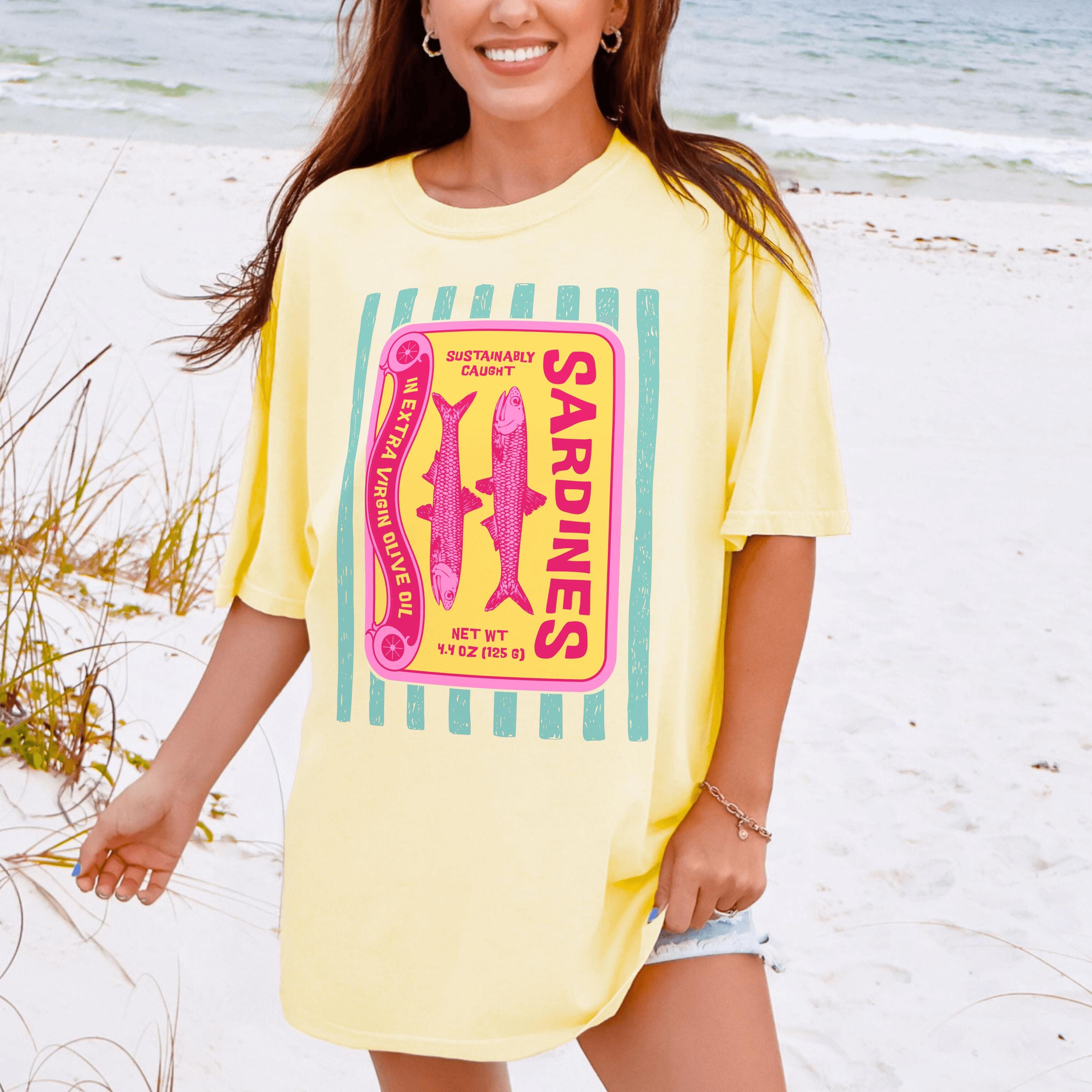 Vintage Sardines Graphic T-Shirt – Retro Coastal Aesthetic Tee